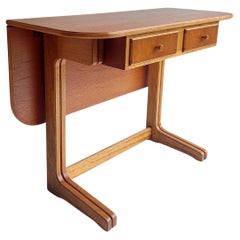 Mid Century Scandinavian Teak Console drop leaf dining table desk, 60s 