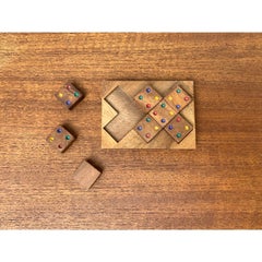 Mid-Century Scandinavian Teak Dice Game Toy Deco, 1960s