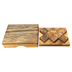 Gioco di dadi scandinavo di metà secolo in teak Toy Deco, anni '60