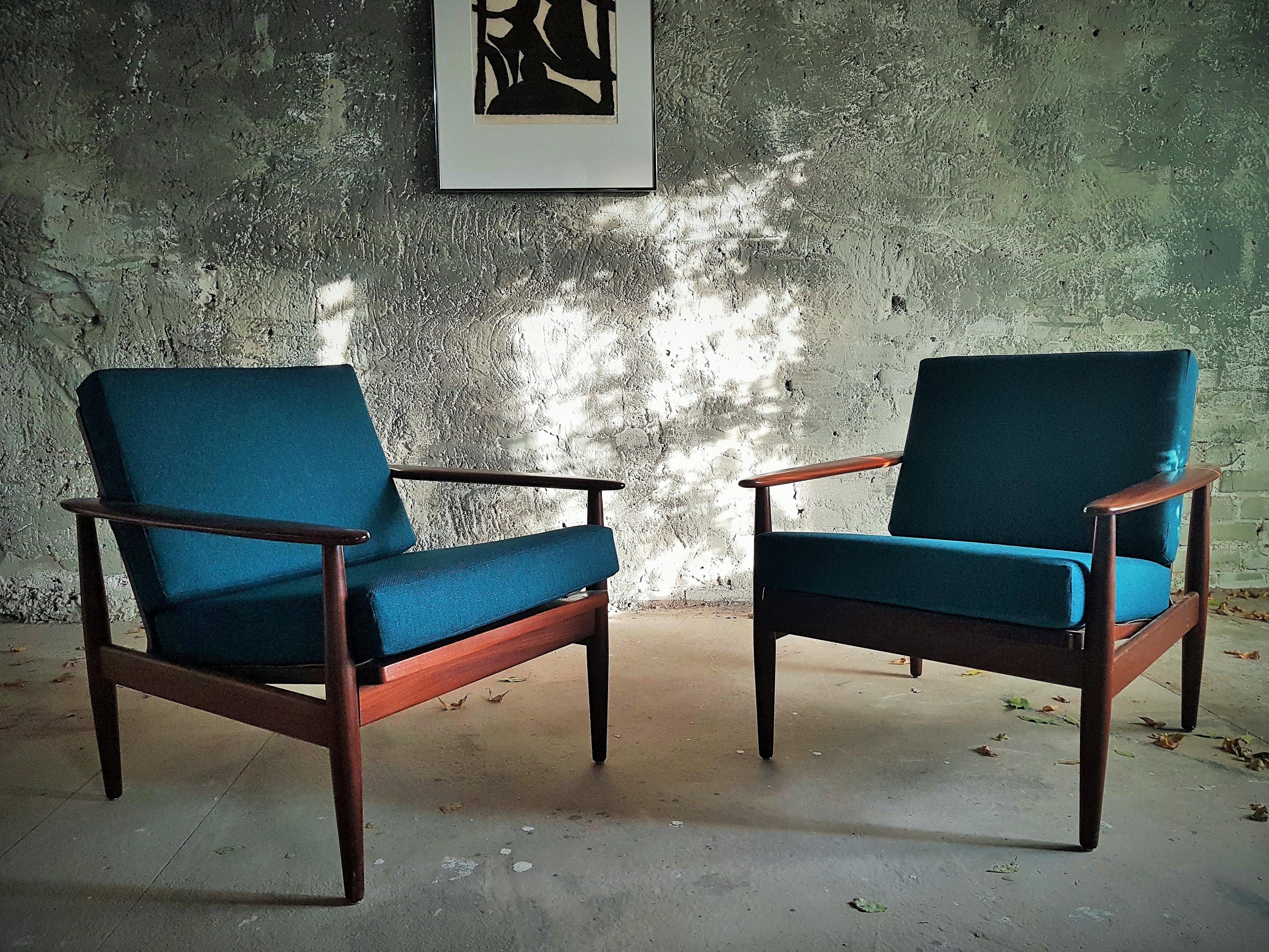 Pair of Mid-Century Scandinavian Teak Lounge Chair Armchair, Denmark, 1960 For Sale 13