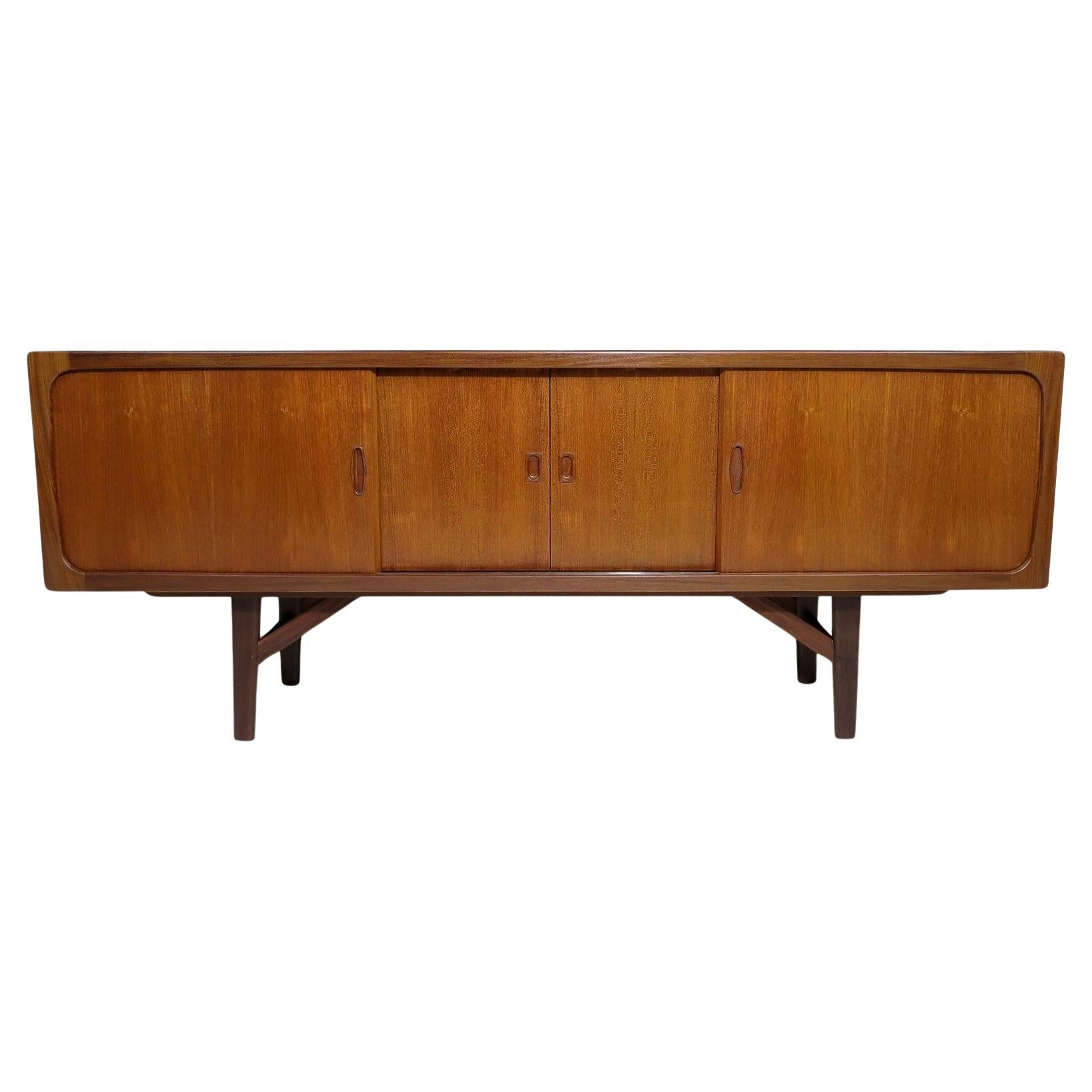 Credenza media/pranzo in teak scandinavo di metà secolo con bancone, 68 pollici