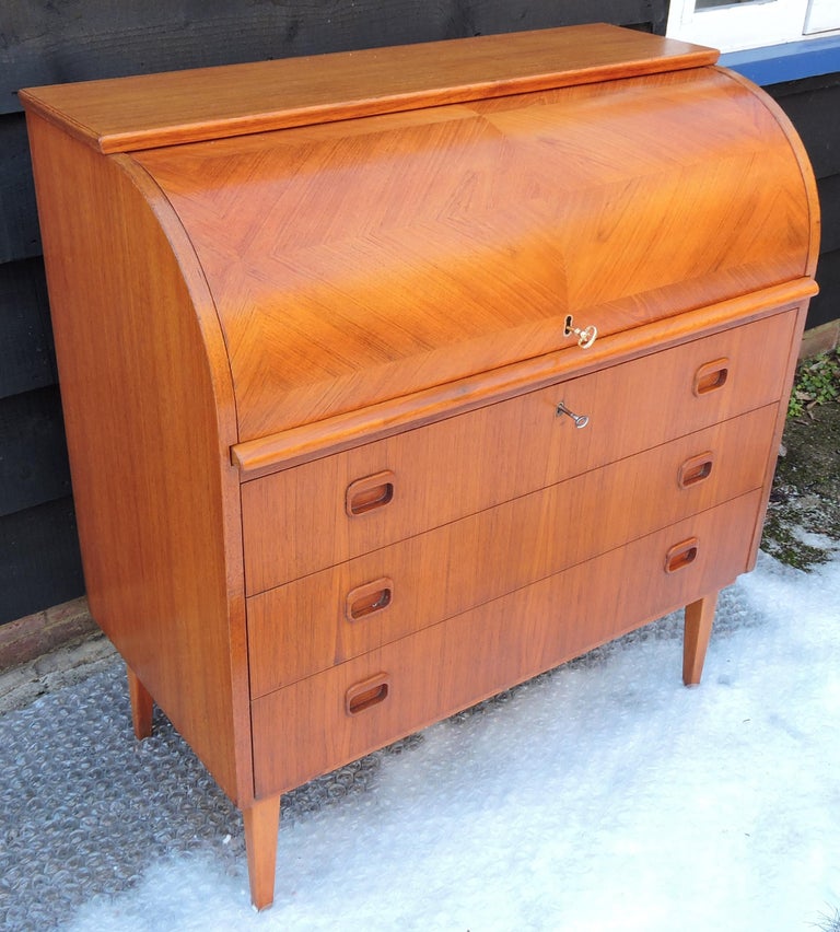 Midcentury Scandinavian Teak Roll Top Desk by Egon Ostergaard For Sale
