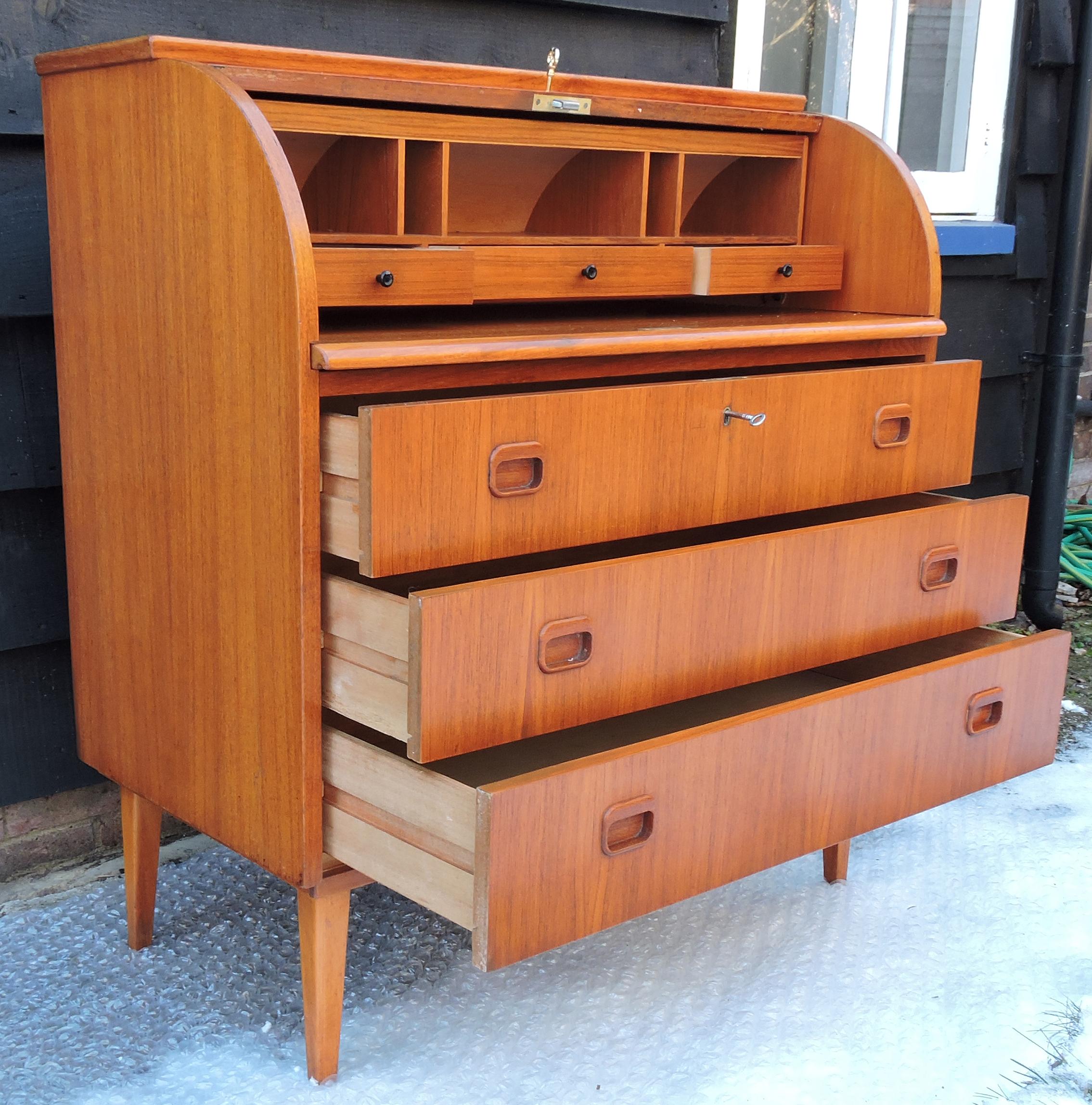 Mid-20th Century Midcentury Scandinavian Teak Roll Top Desk by Egon Ostergaard For Sale