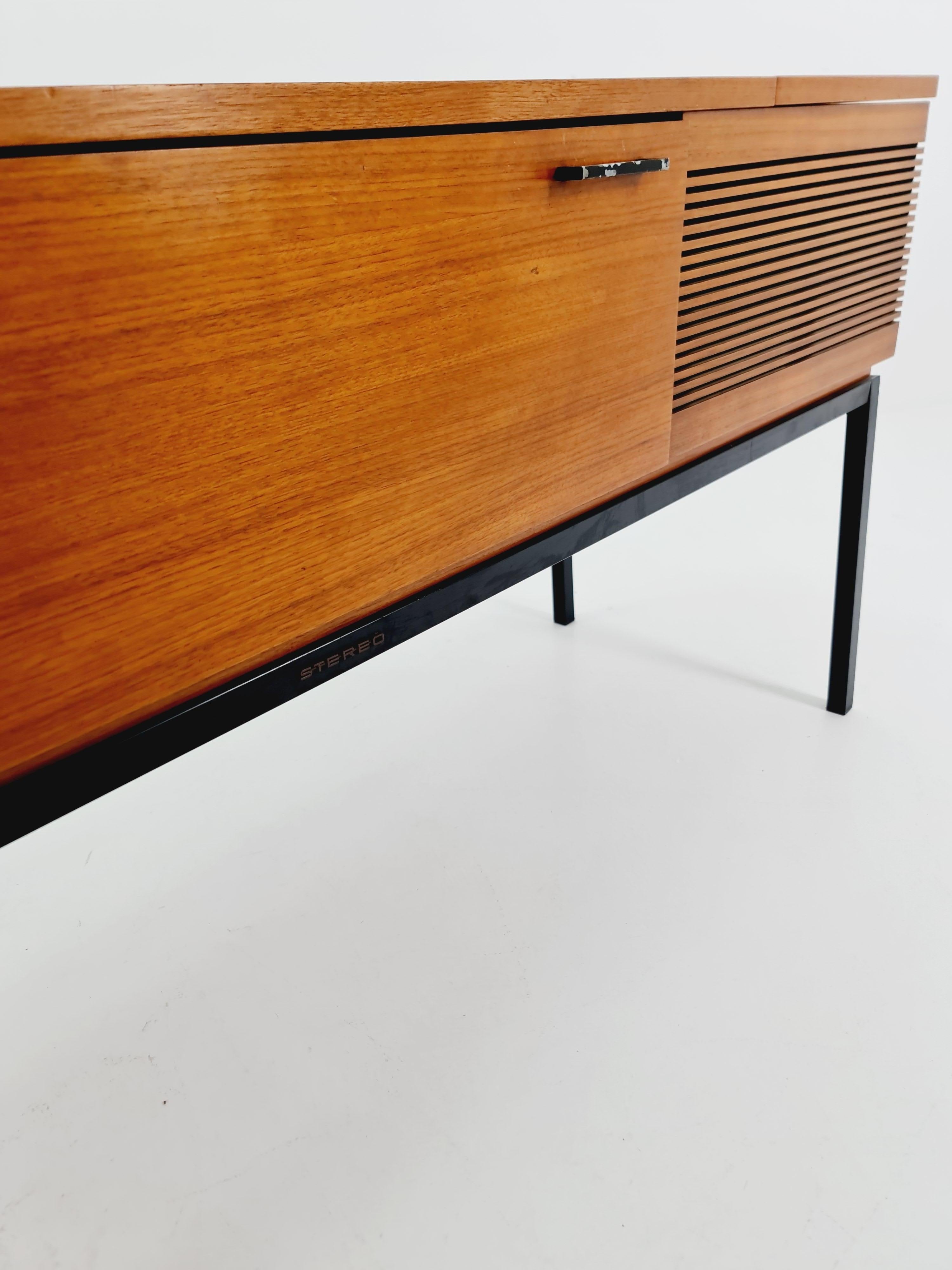 Mid Century Scandinavian Teak Sidboard Record Player By Phililps, Radio by Rosit For Sale 8
