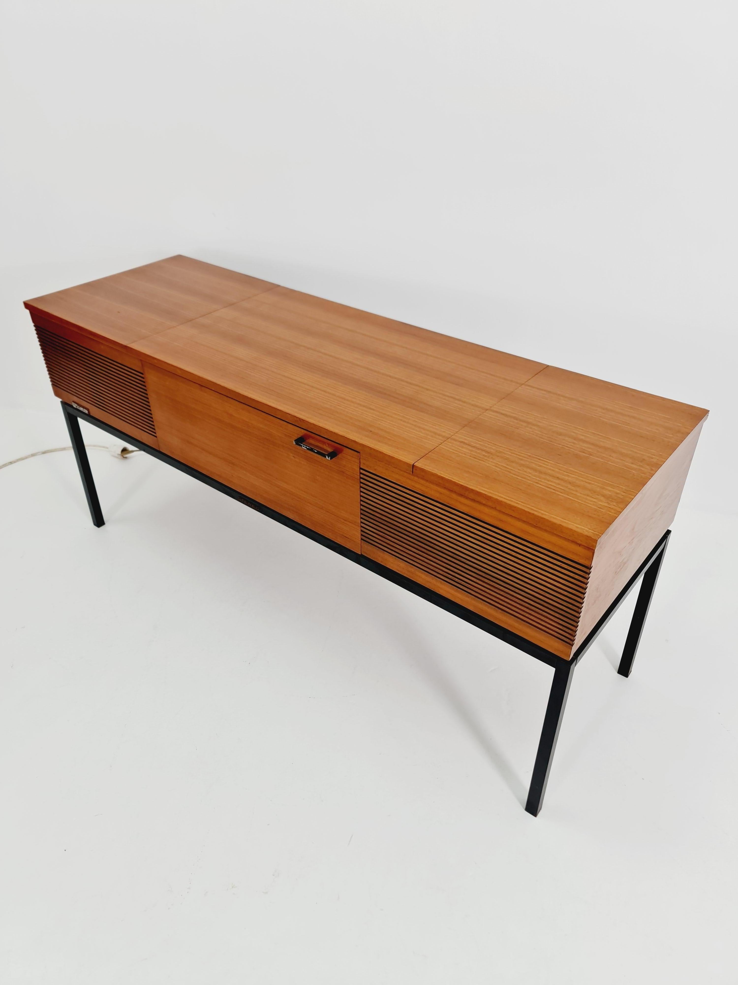 Mid-Century Modern Mid Century Scandinavian Teak Sidboard Record Player By Phililps, Radio by Rosit For Sale