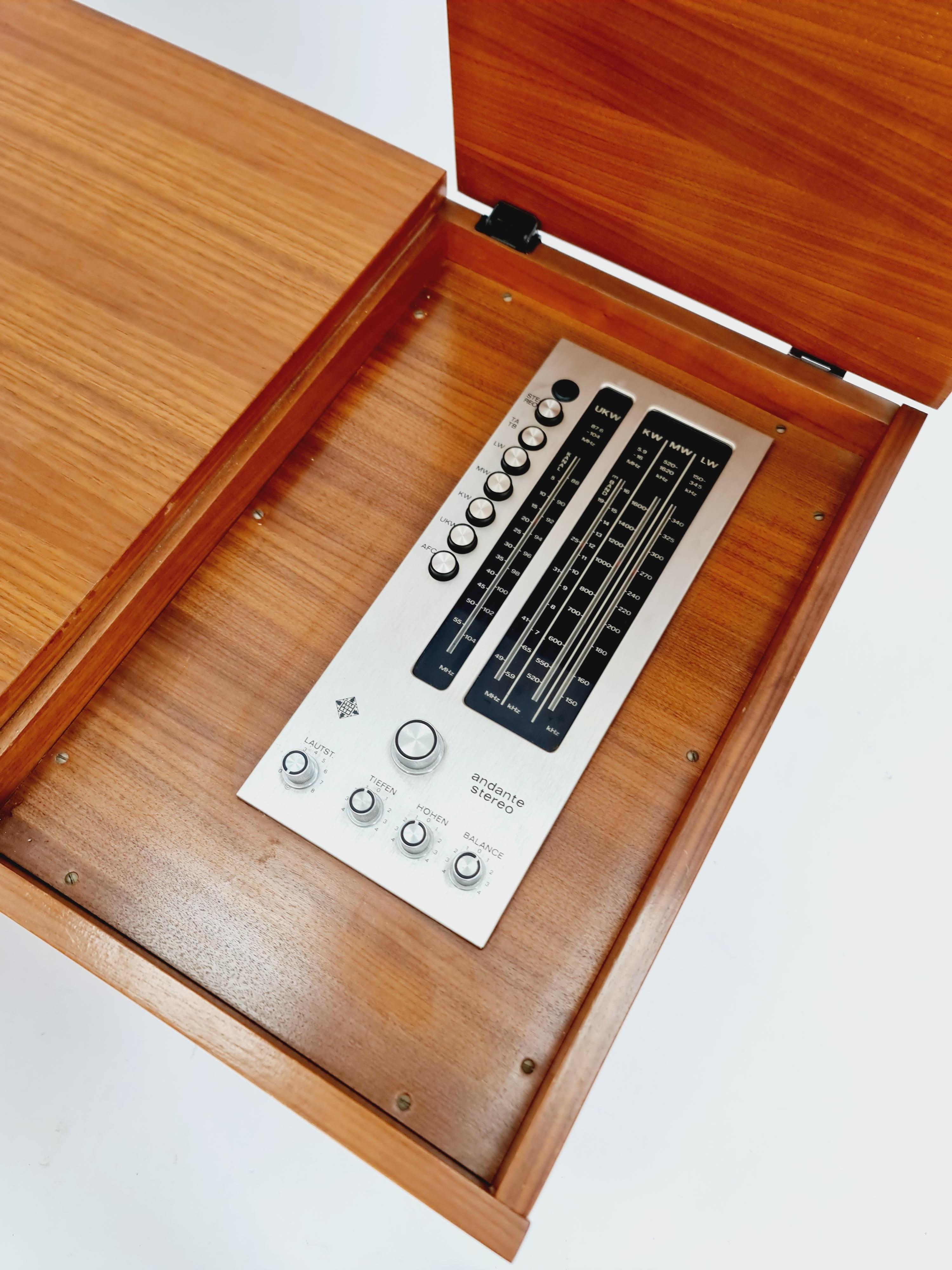 Mid-20th Century Mid Century Scandinavian Teak Sidboard Record Player By Phililps, Radio by Rosit For Sale