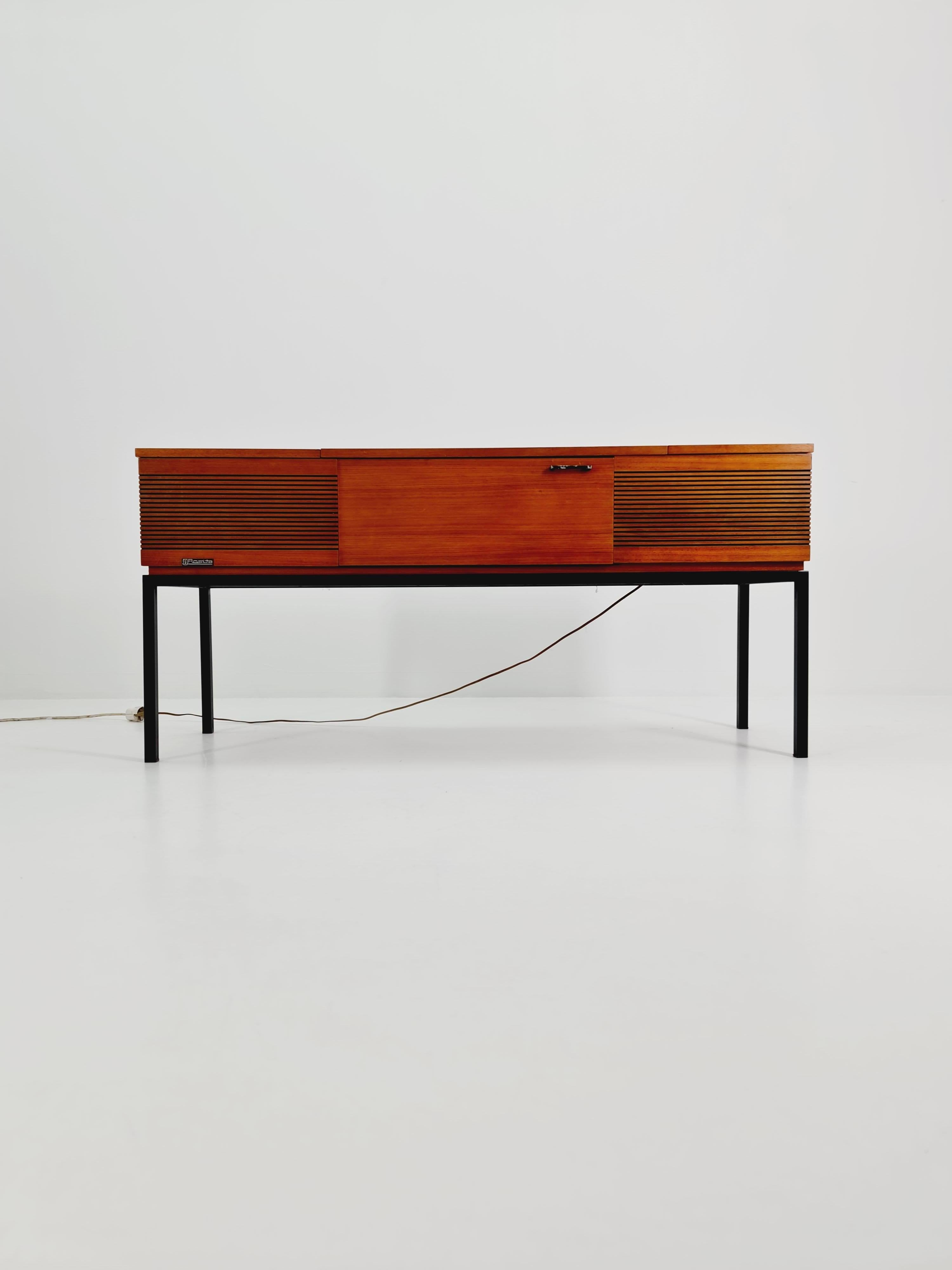 Mid Century Scandinavian Teak Sidboard Record Player By Phililps, Radio by Rosit For Sale 3