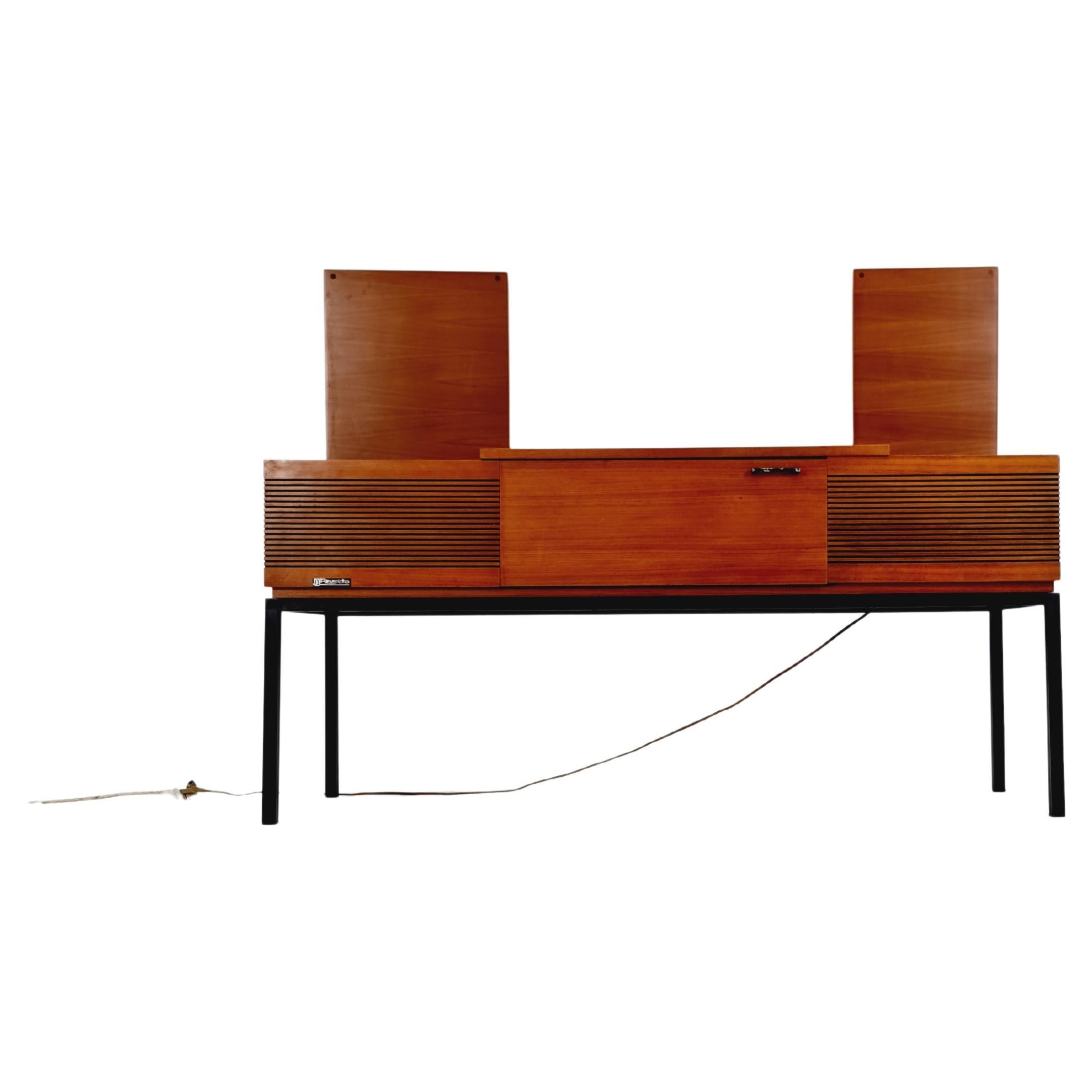 Mid Century Scandinavian Teak Sidboard Record Player By Phililps, Radio by Rosit