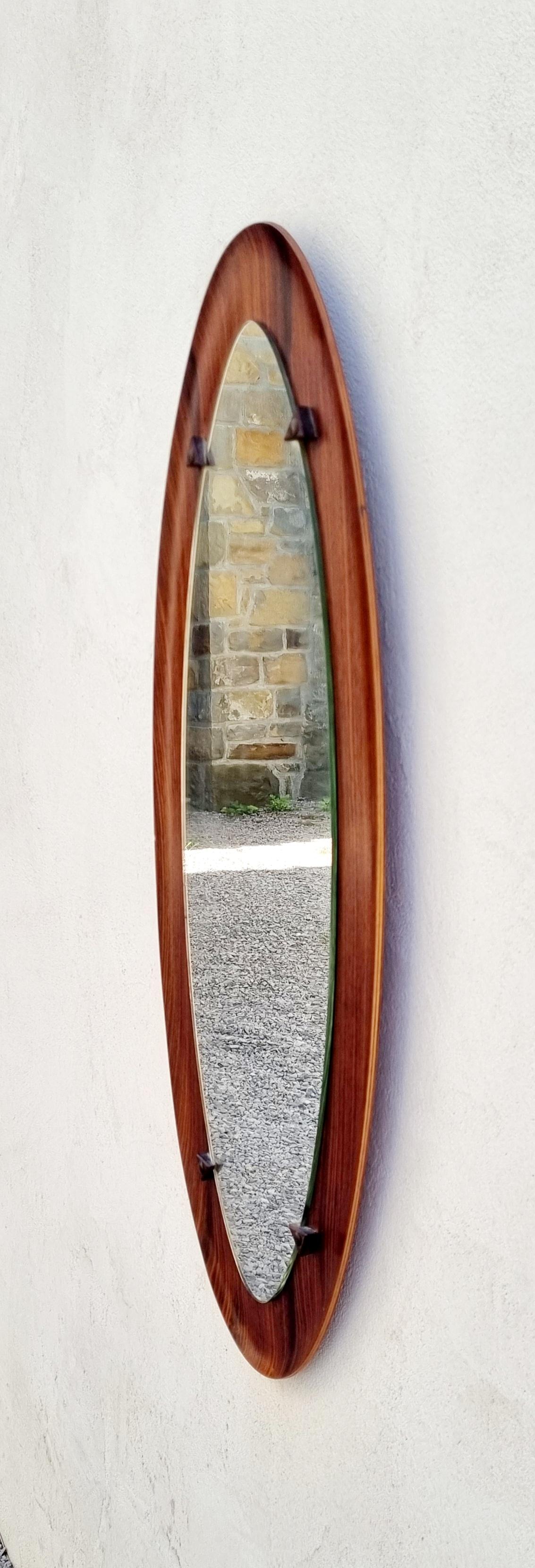 Specchio da parete in teak scandinavo di metà secolo, Danimarca anni '60 in vendita 6
