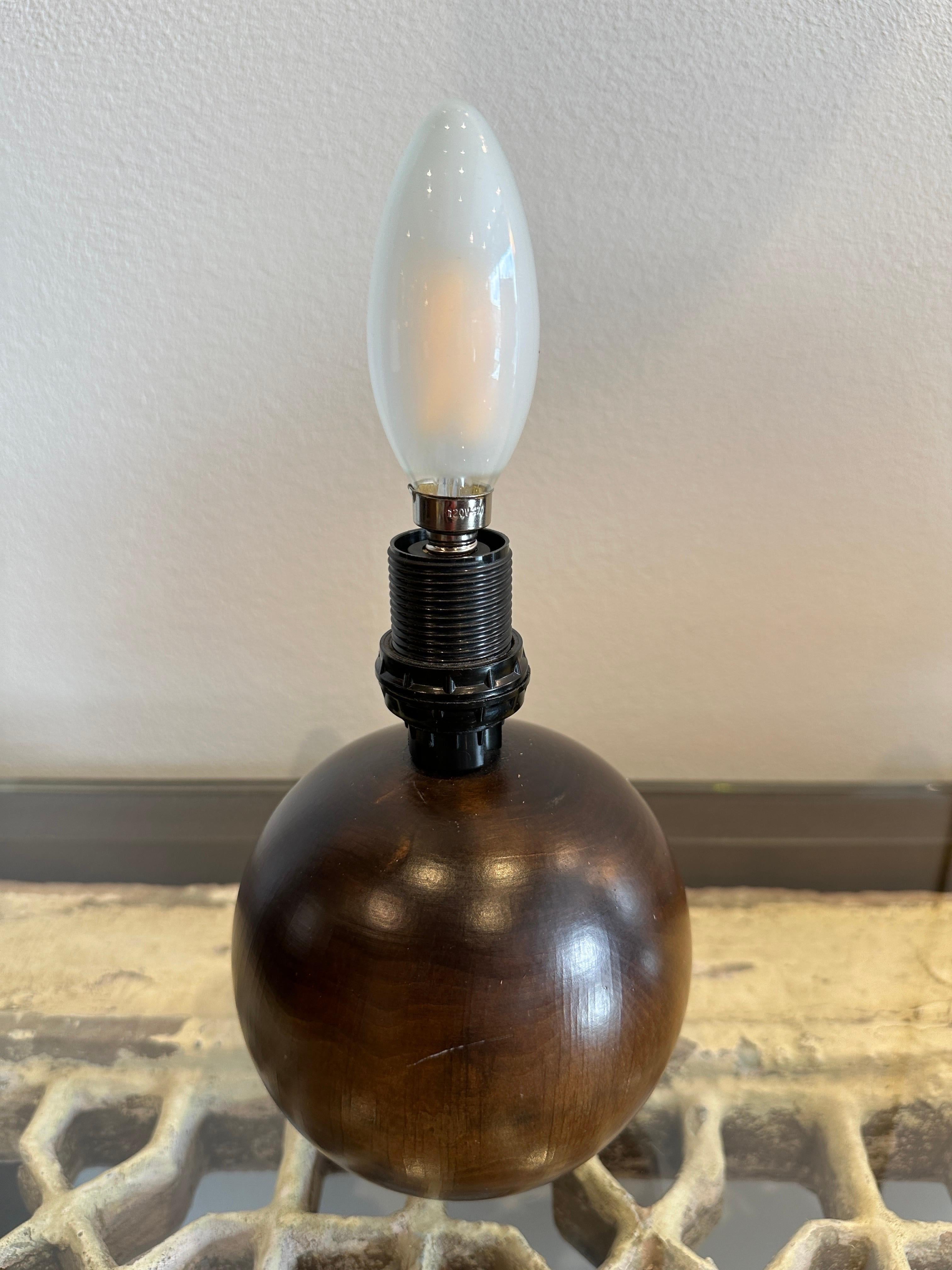 Mid-Century Modern Mid-Century Scandinavian Teak Wood Globe Table Lamp For Sale