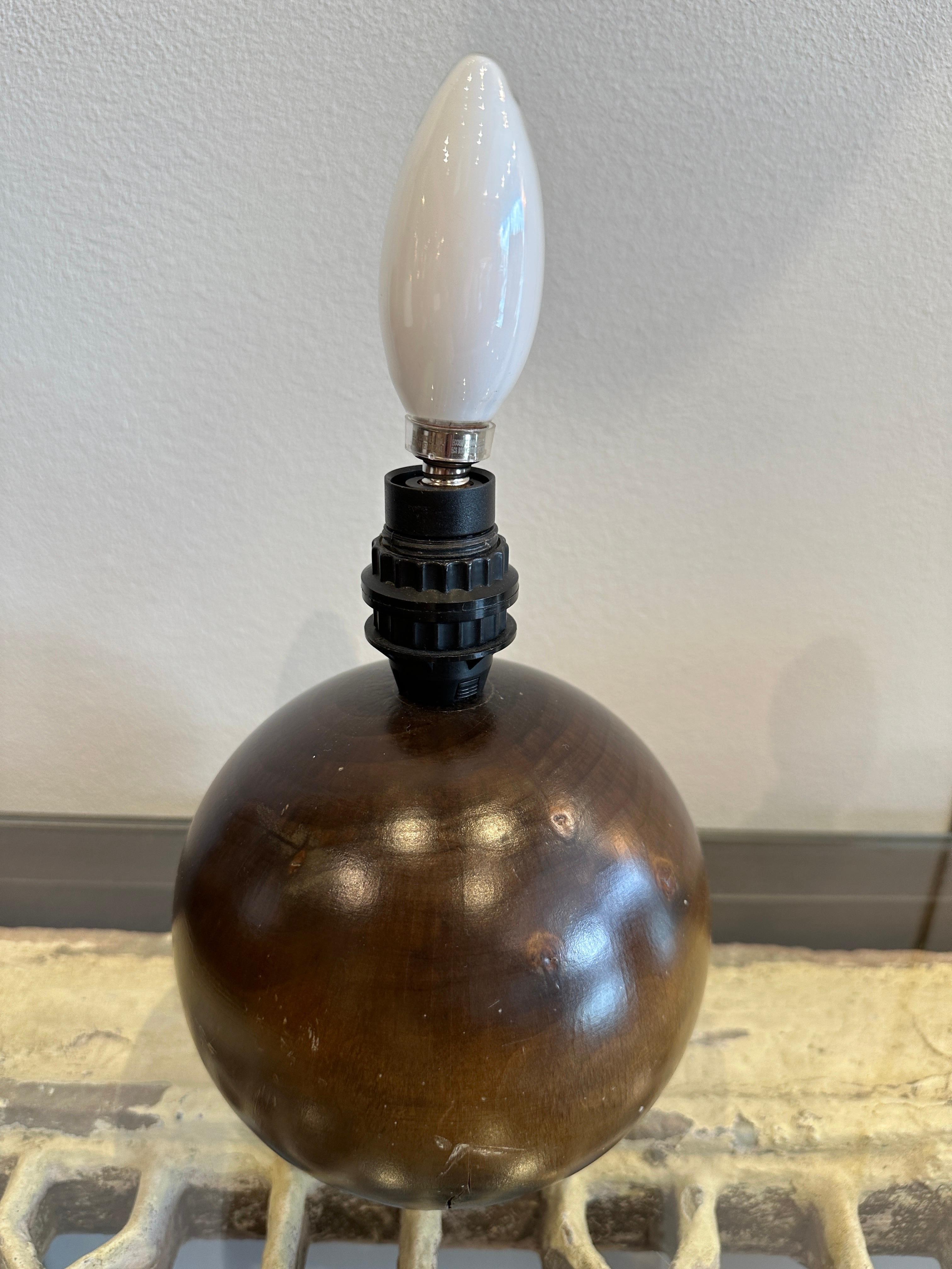 Mid-Century Scandinavian Teak Wood Globe Table Lamp In Good Condition For Sale In East Hampton, NY