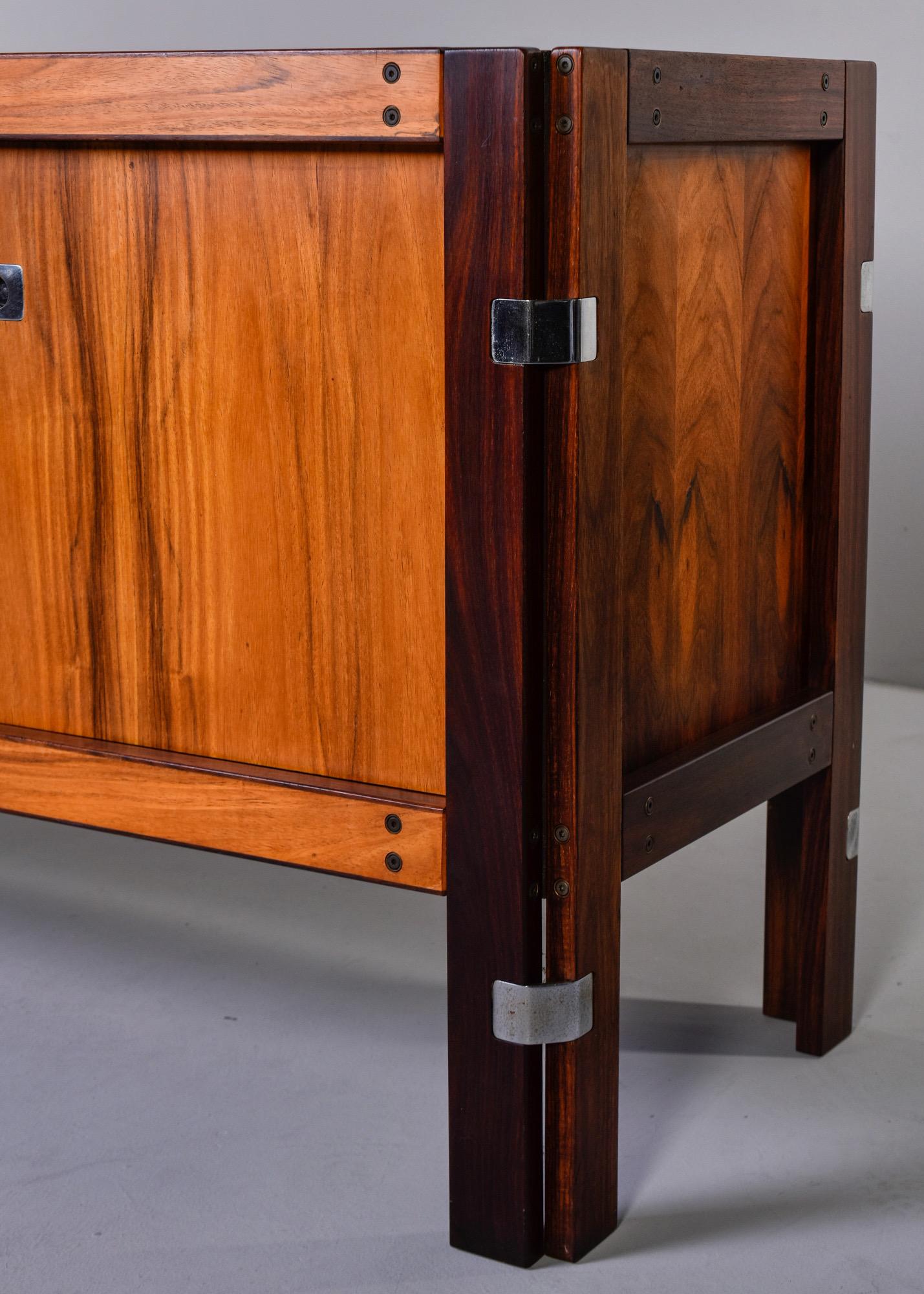 20th Century Midcentury Scandinavian Two-Tone Rosewood Buffet Credenza with Nickel Hardware