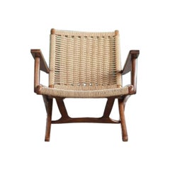 Fauteuil pliant scandinave vintage du milieu du siècle dernier à la manière de Hans Wegner
