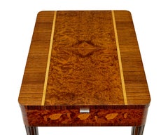 Mid century Scandinavian walnut and birch inlaid metamorphic work table