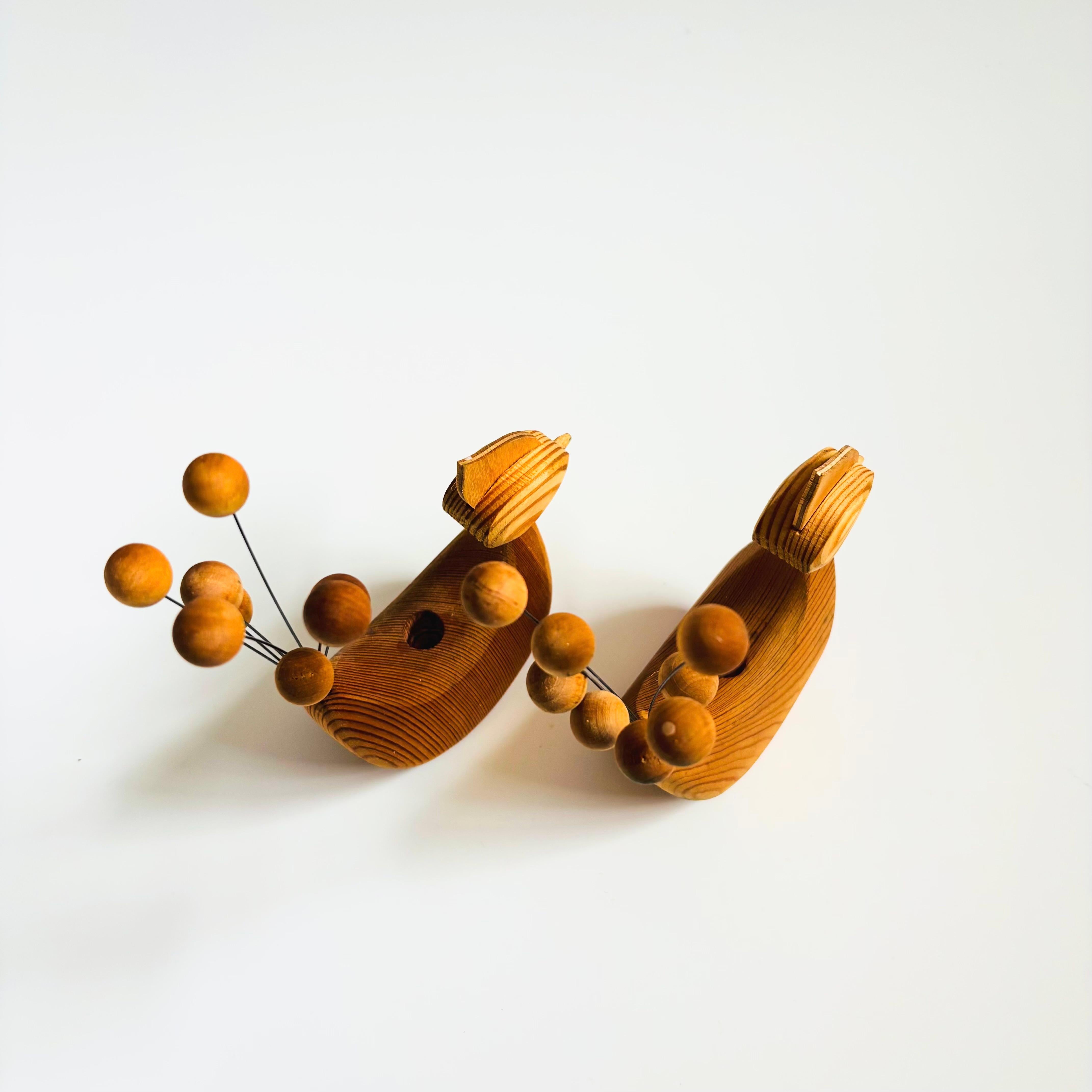 Mid Century Scandinavian Wood Bird Candle Holders - Set of 2 For Sale 3