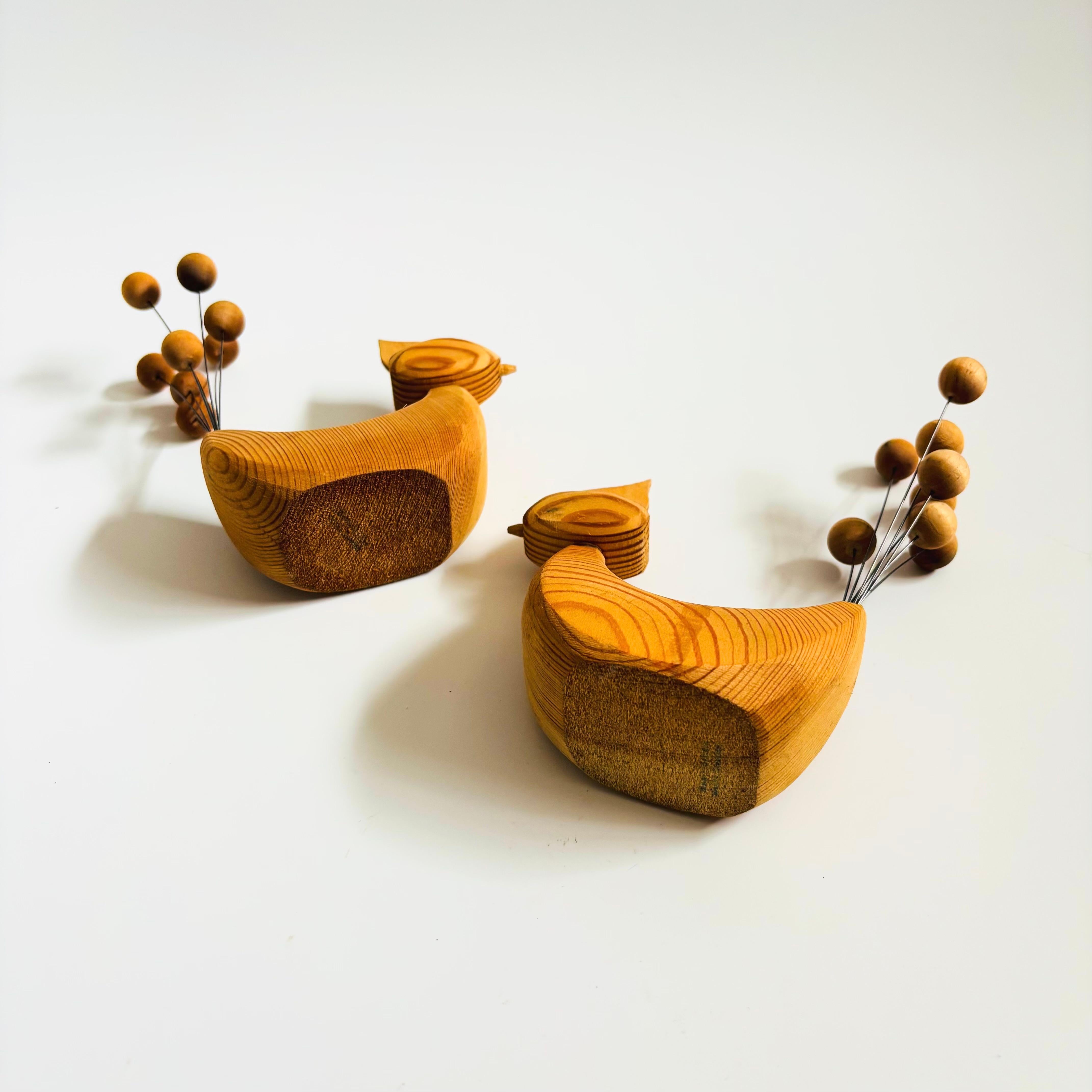 Mid Century Scandinavian Wood Bird Candle Holders - Set of 2 For Sale 4
