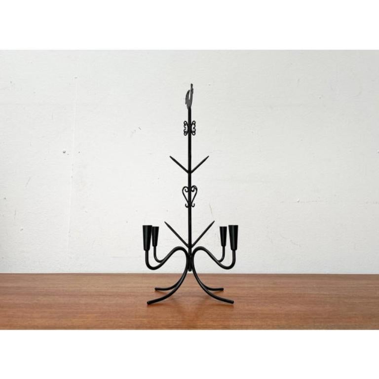 Portacandele scandinavo X-Mas in metallo di Gunnar Ander, 1960, in ottime condizioni. I prodotti progettati dal 1960 al 1969 hanno una prova ufficiale di autenticità, come cataloghi d'epoca, registri di designer o altre fonti