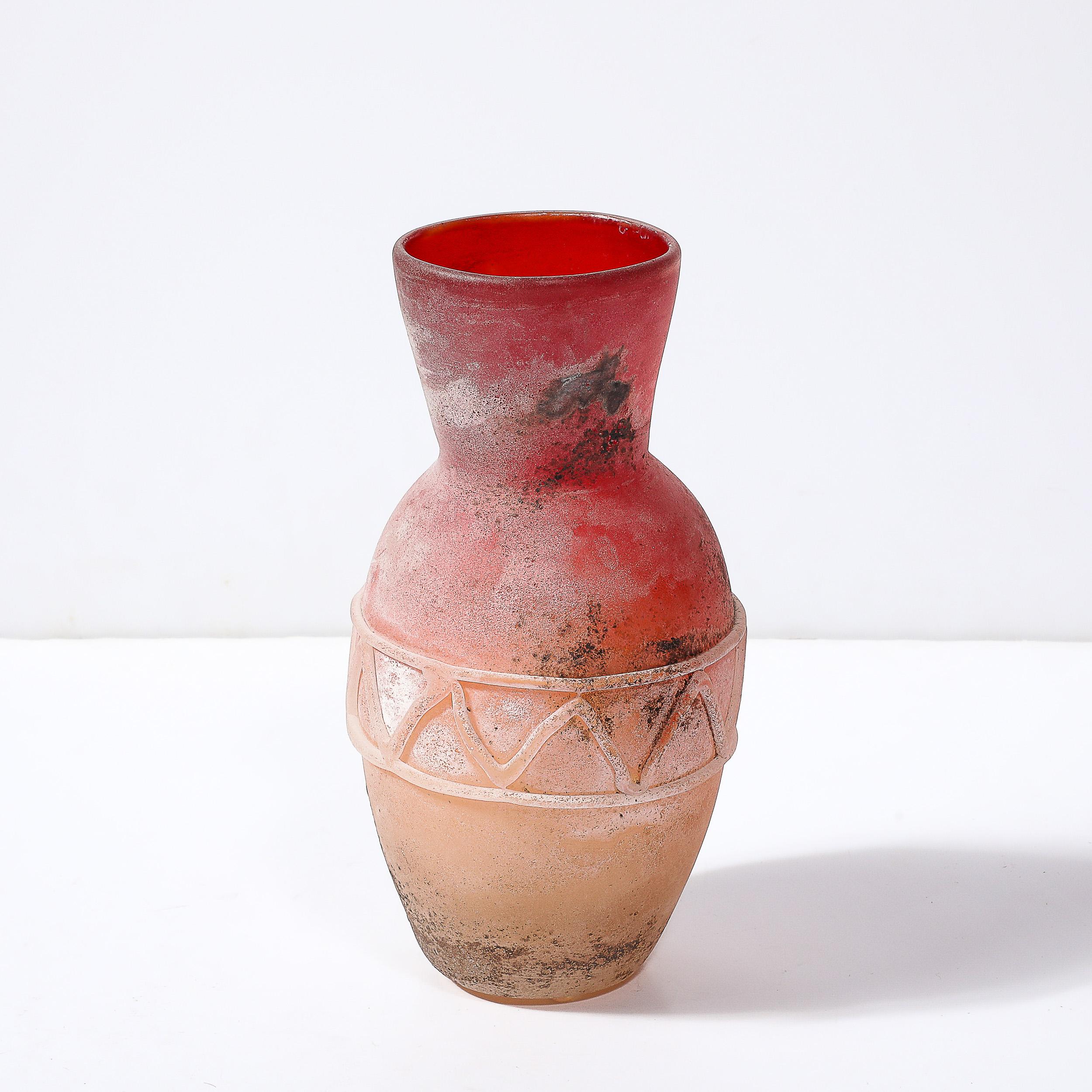 Mid-Century Scavo Finished Hand-Blown Murano Glass Vase by Ermanno Nason For Sale 5