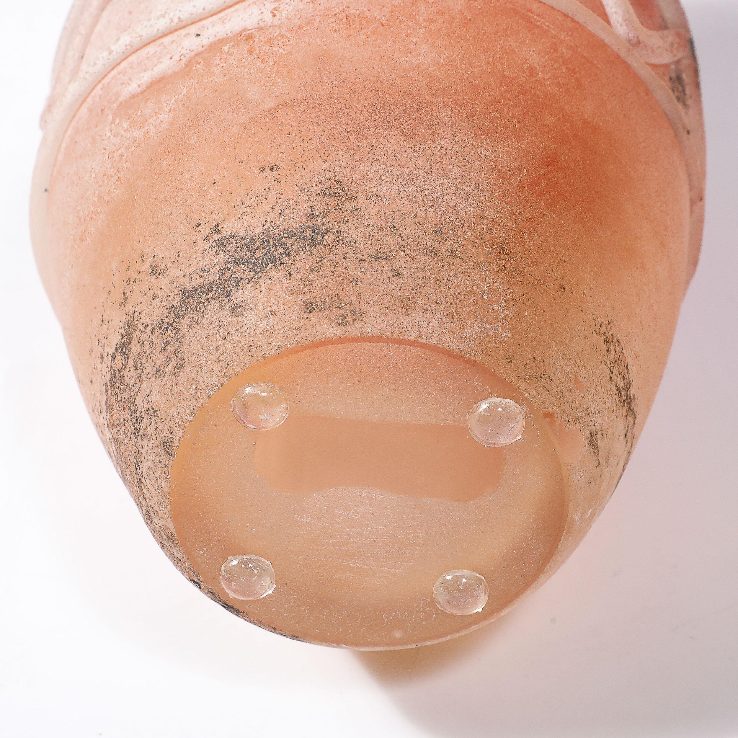 Mid-Century Scavo Finished Hand-Blown Murano Glass Vase by Ermanno Nason For Sale 7