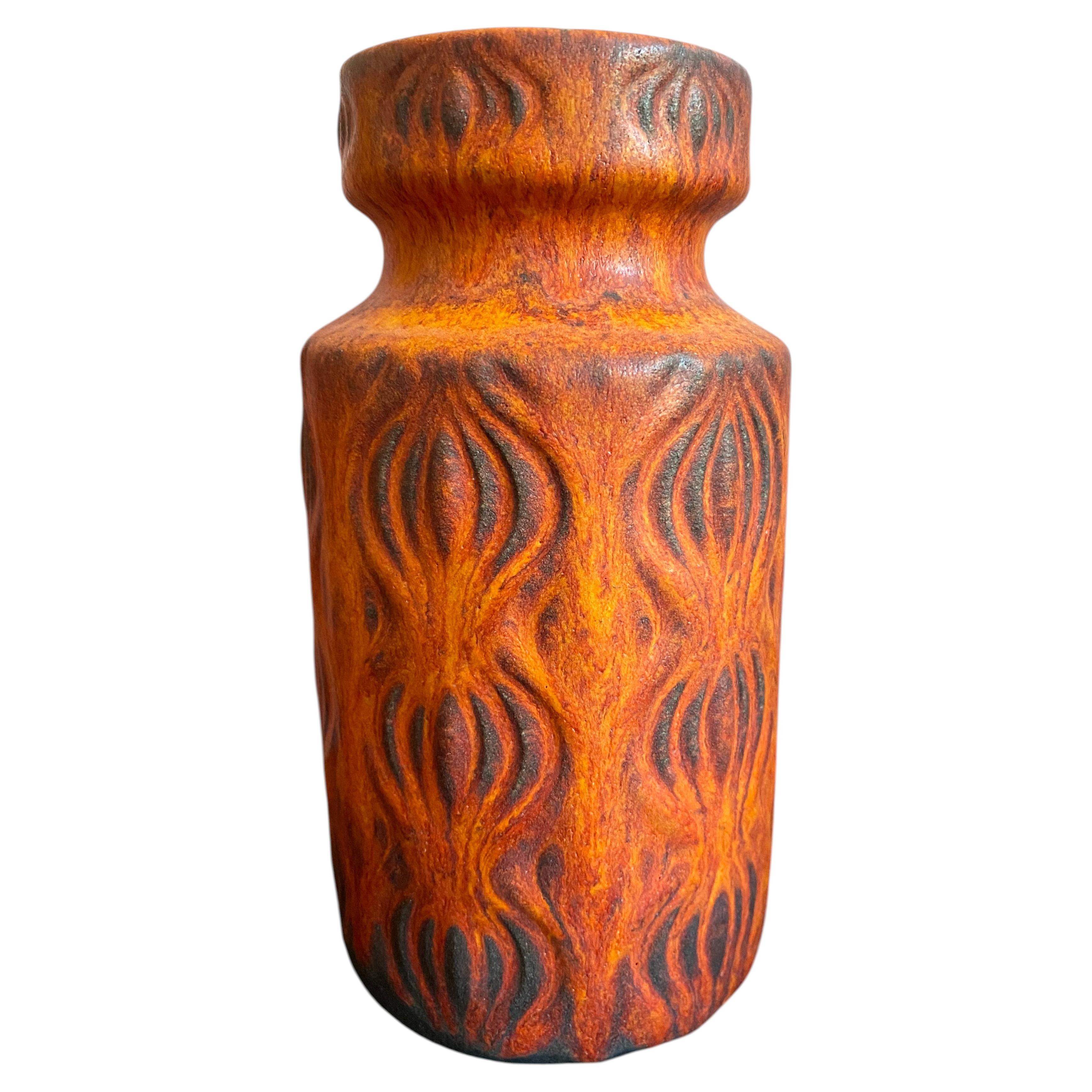Scheurich-Vase „Amsterdam“ aus der Mitte des Jahrhunderts in mattem Orange mit Schwarz im Angebot
