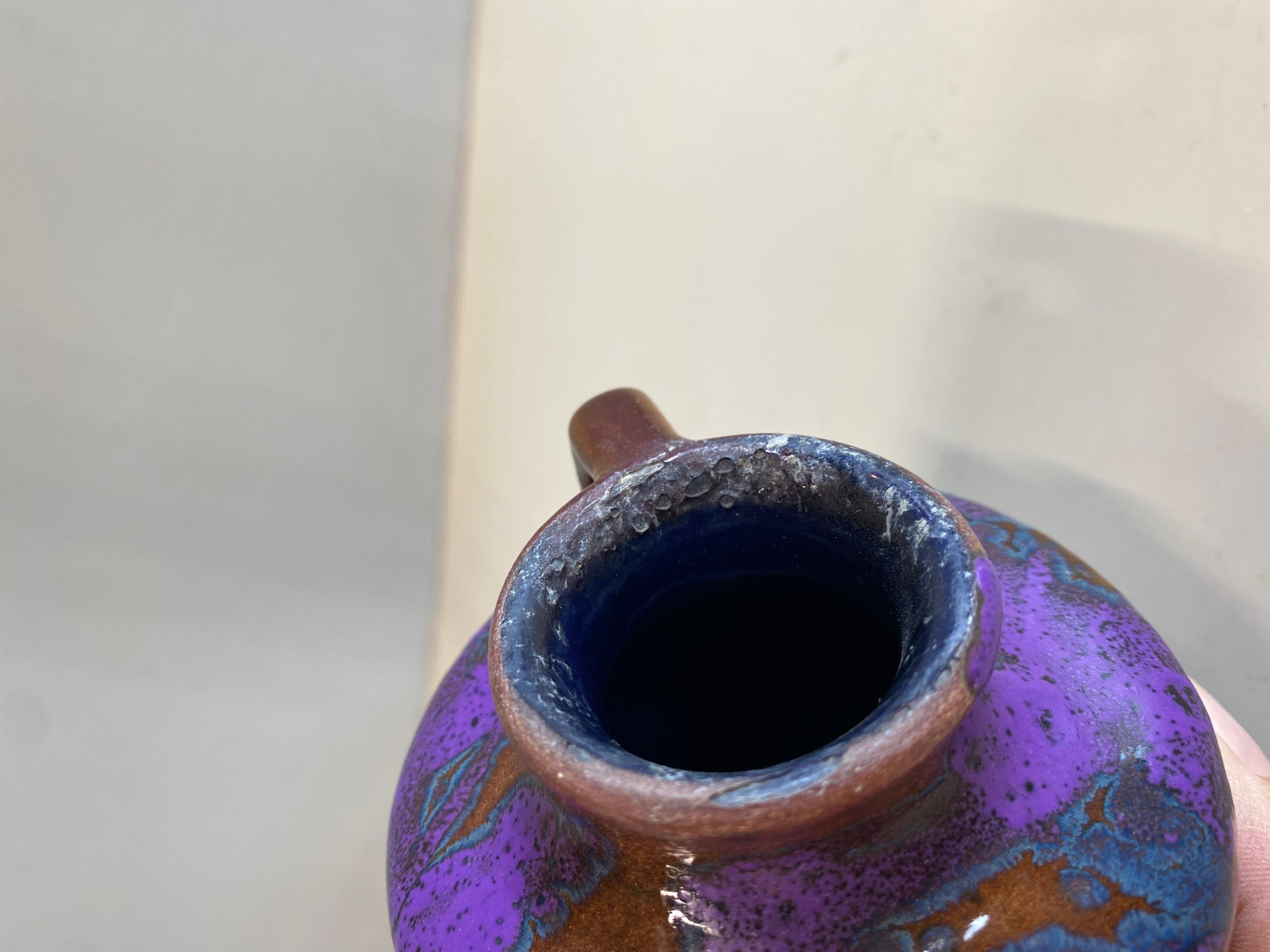Mid-Century Scheurich Ceramic Vase with Art Nouveau Shape in Brown, Purple, Blue For Sale 2