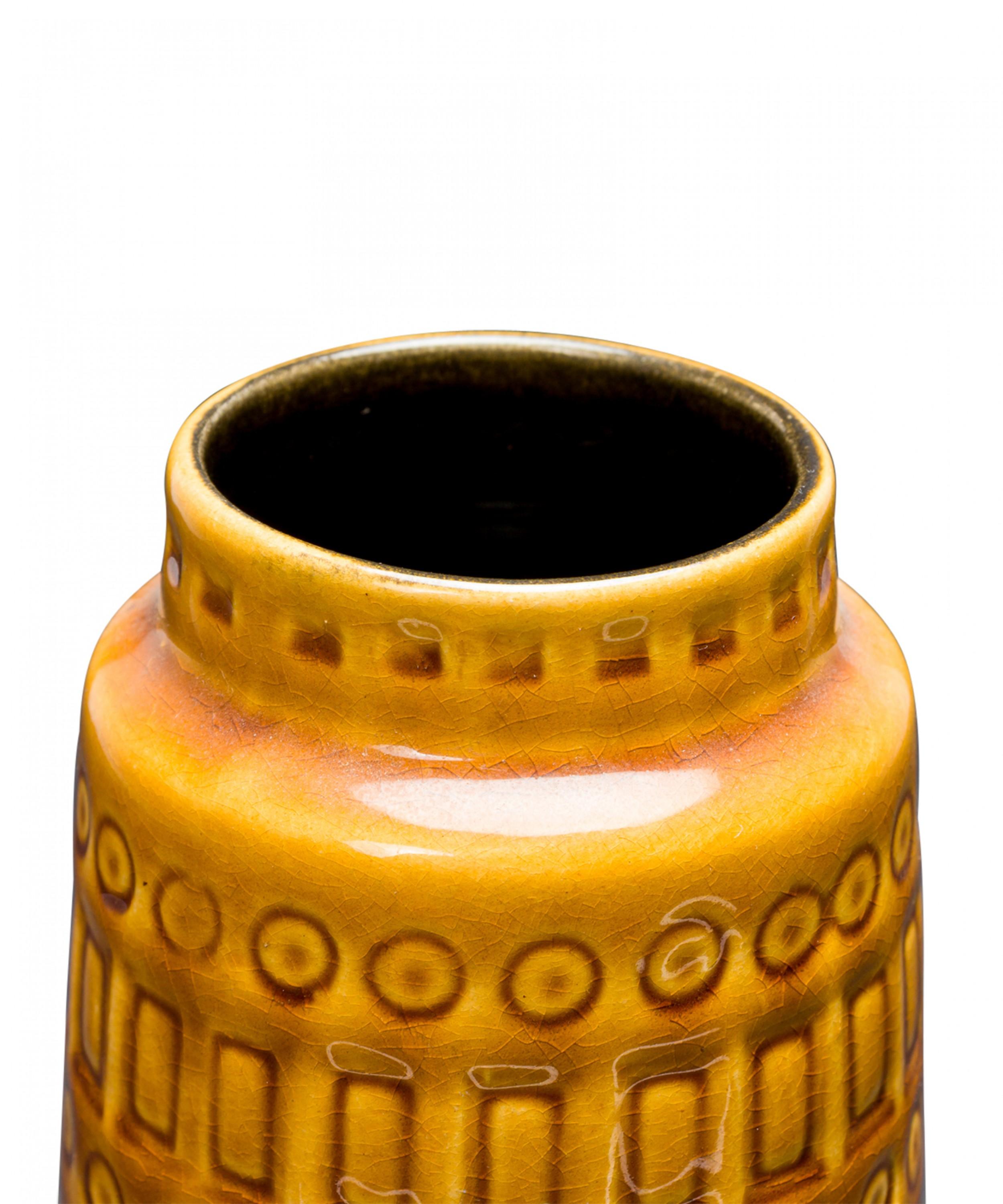 Mid-Century Modern Mid-Century Scheurich Keramik Goldenrod Glazed Ceramic Vase For Sale