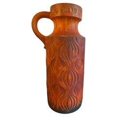 Mid-Century Scheurich Large ‘Amsterdam’ Vase in Matte Orange with Black