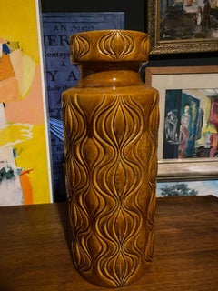 Midcentury Scheurich Large Vase Decor Amsterdam in Mustard Glaze