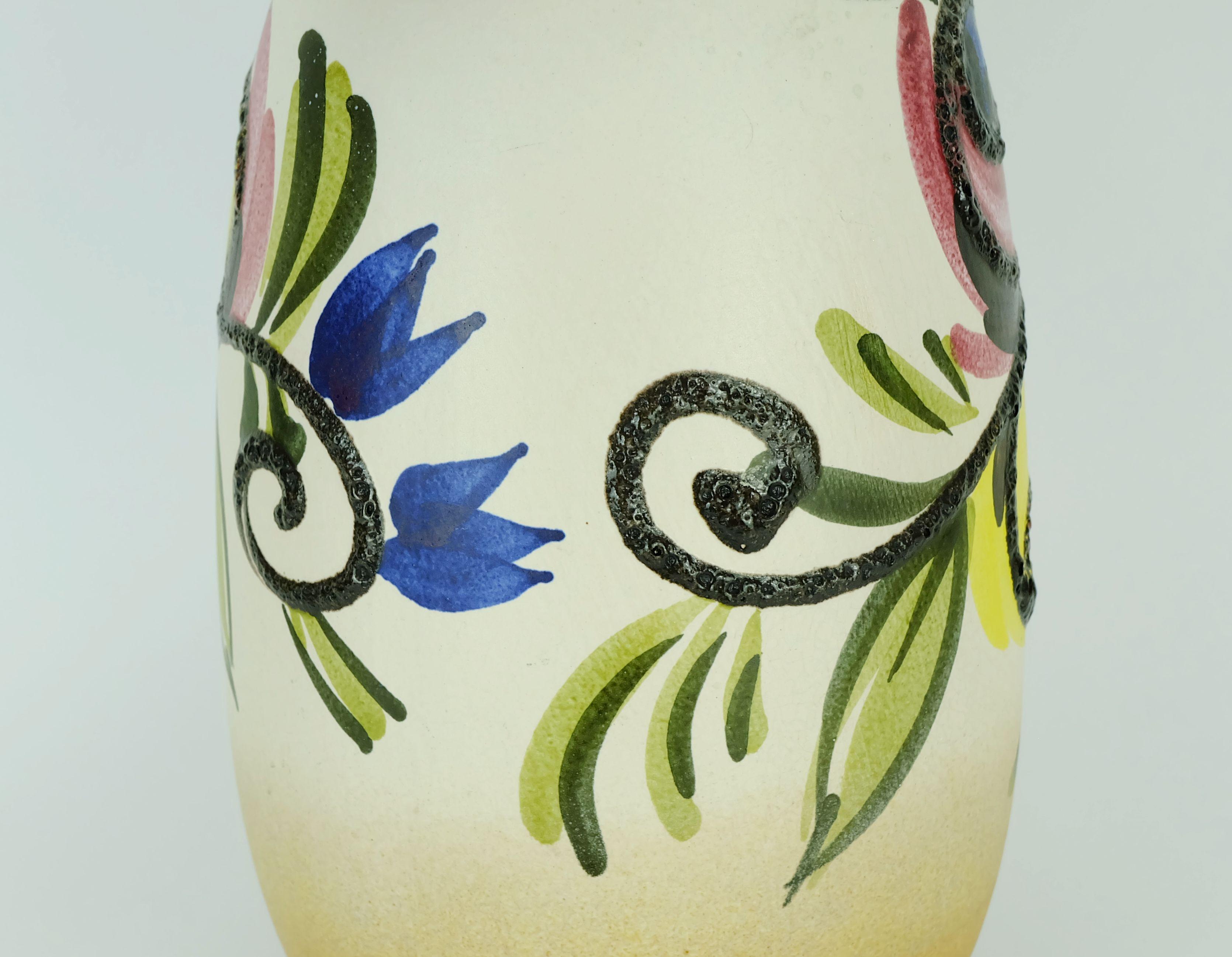 Mitte des Jahrhunderts Scheurich VASE farbenfrohes, Fett Lava-Blumendekor-Modell 484-27 im Angebot 3