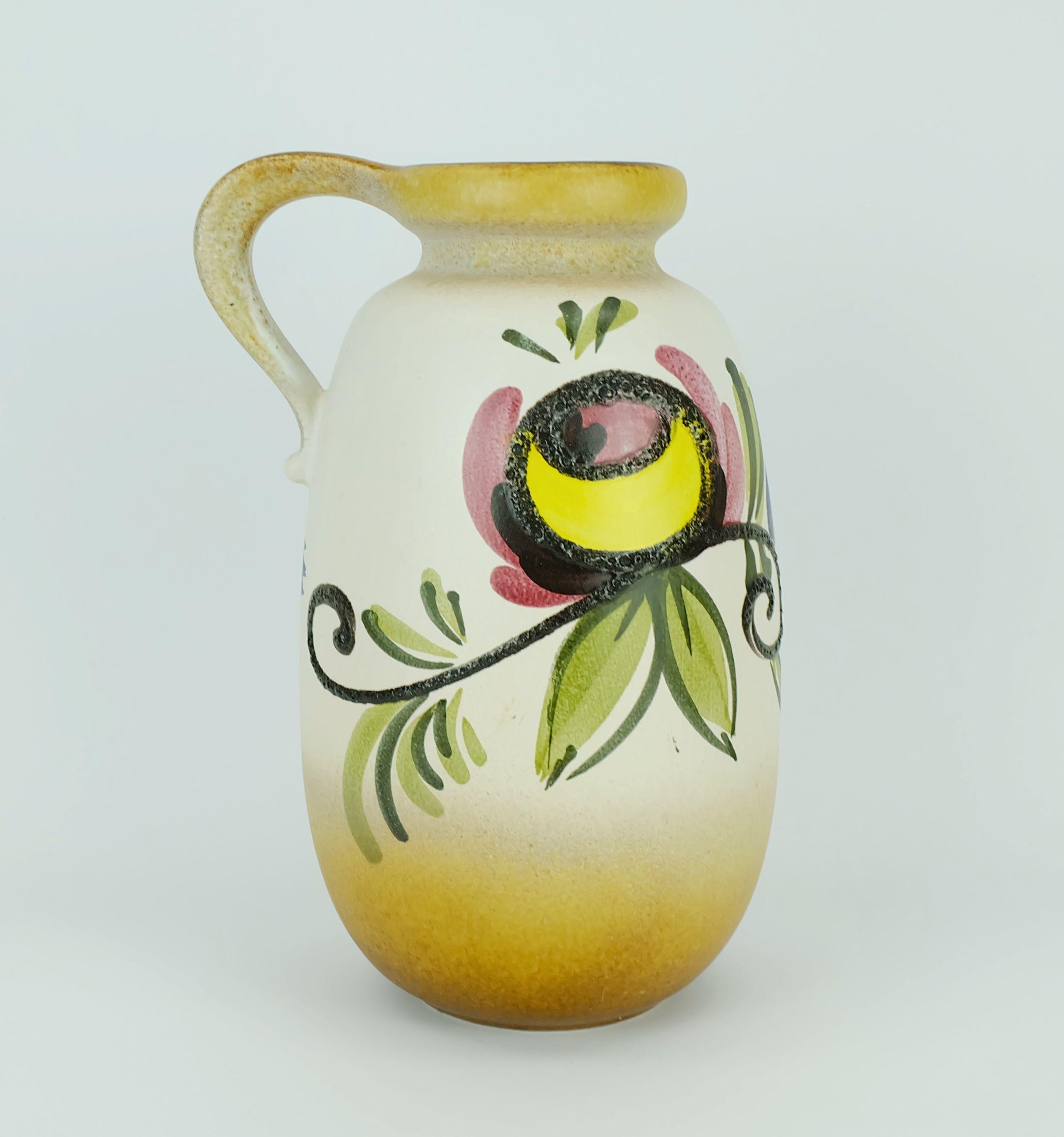 Mitte des Jahrhunderts Scheurich VASE farbenfrohes, Fett Lava-Blumendekor-Modell 484-27 (Moderne der Mitte des Jahrhunderts) im Angebot
