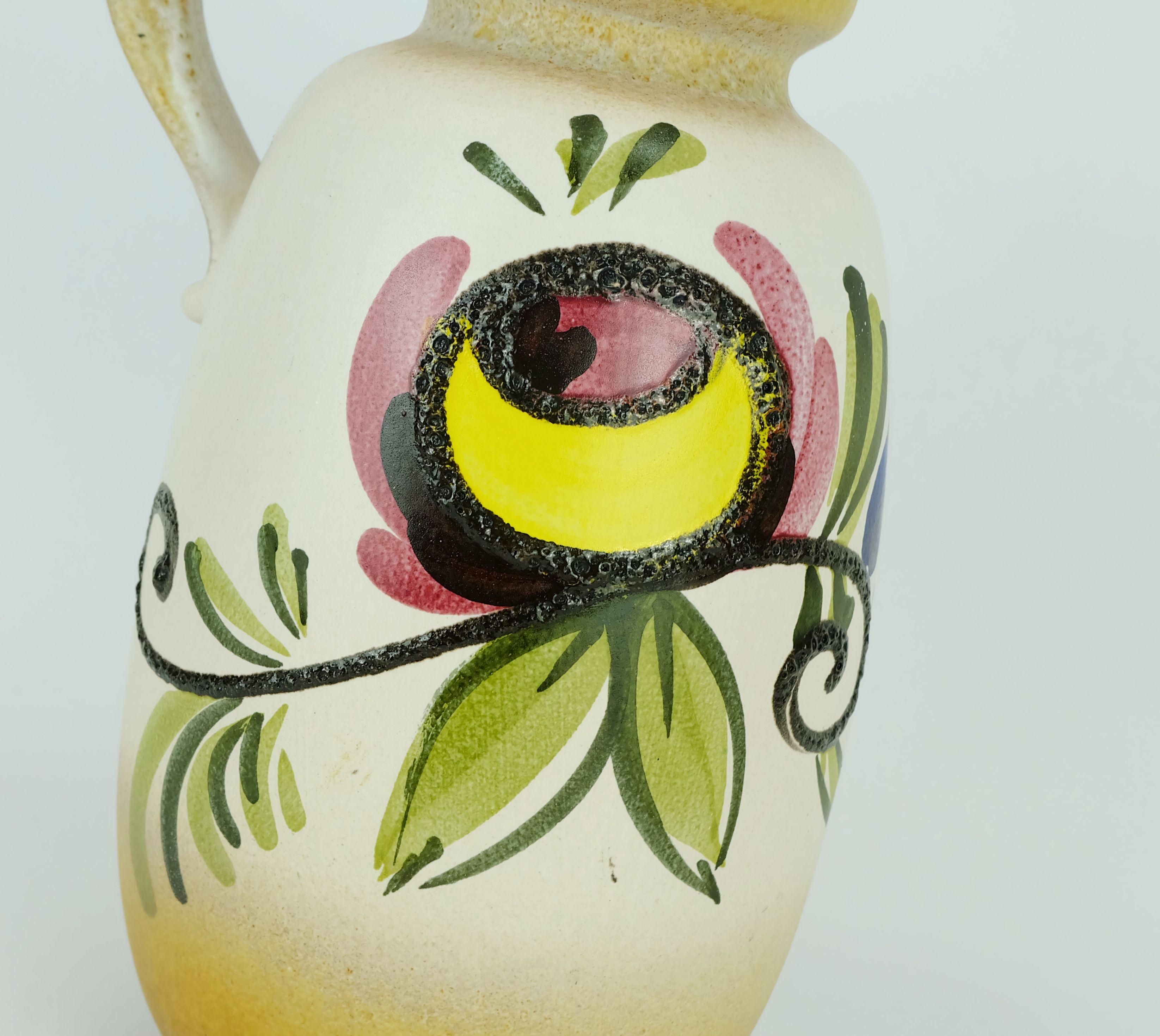 Mitte des Jahrhunderts Scheurich VASE farbenfrohes, Fett Lava-Blumendekor-Modell 484-27 (Deutsch) im Angebot