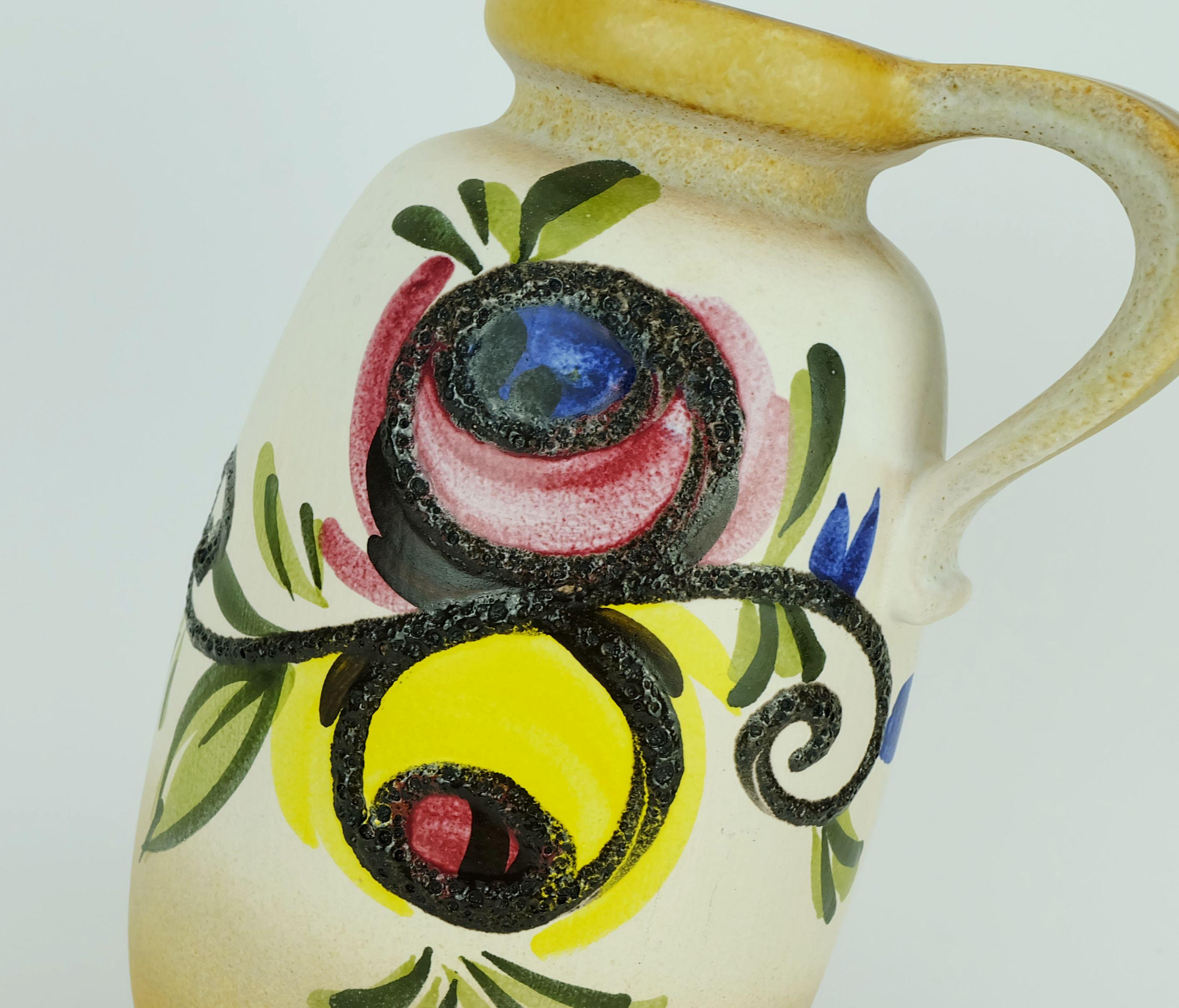 Mitte des Jahrhunderts Scheurich VASE farbenfrohes, Fett Lava-Blumendekor-Modell 484-27 im Zustand „Gut“ im Angebot in Mannheim, DE