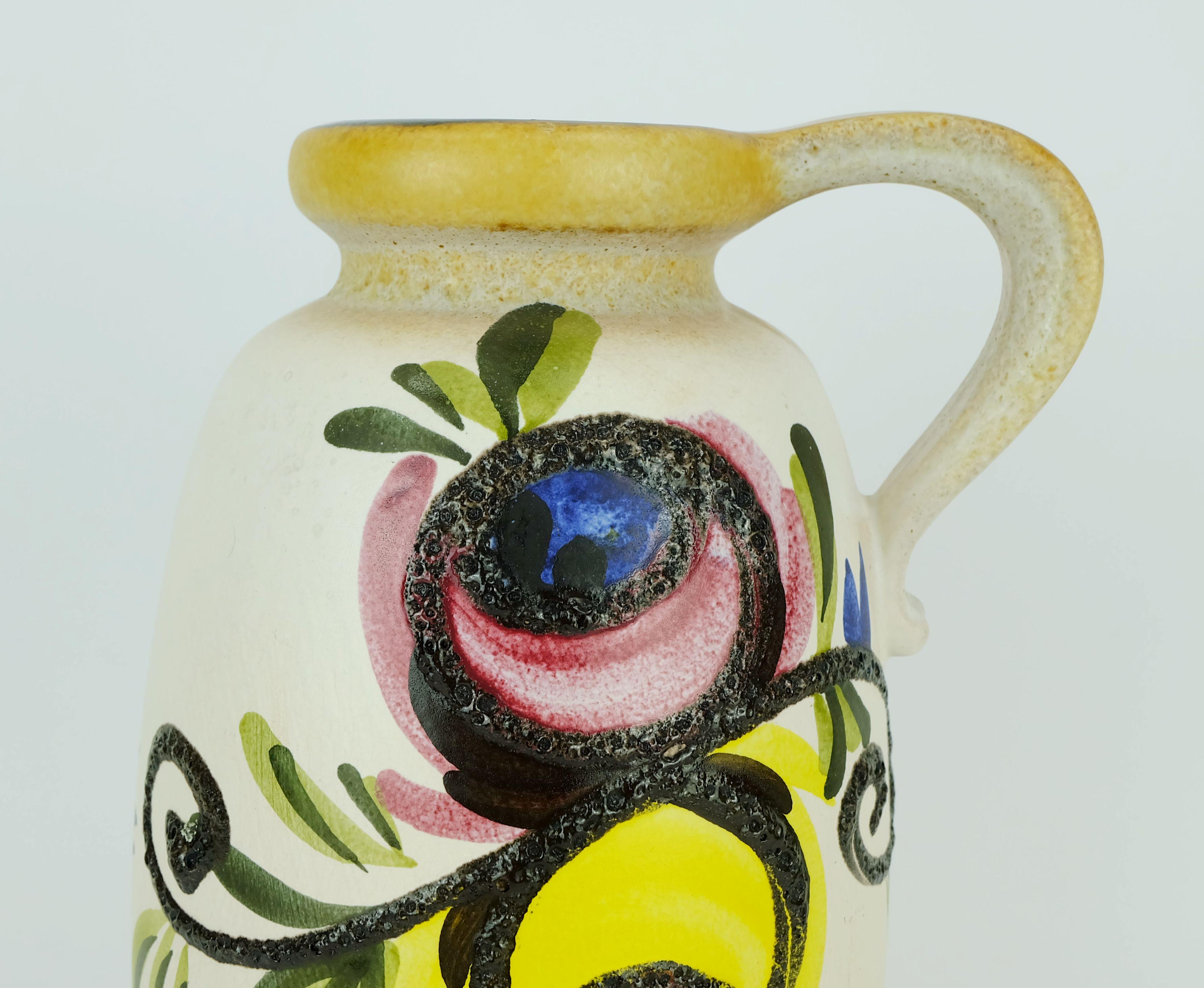 Mitte des Jahrhunderts Scheurich VASE farbenfrohes, Fett Lava-Blumendekor-Modell 484-27 (Keramik) im Angebot