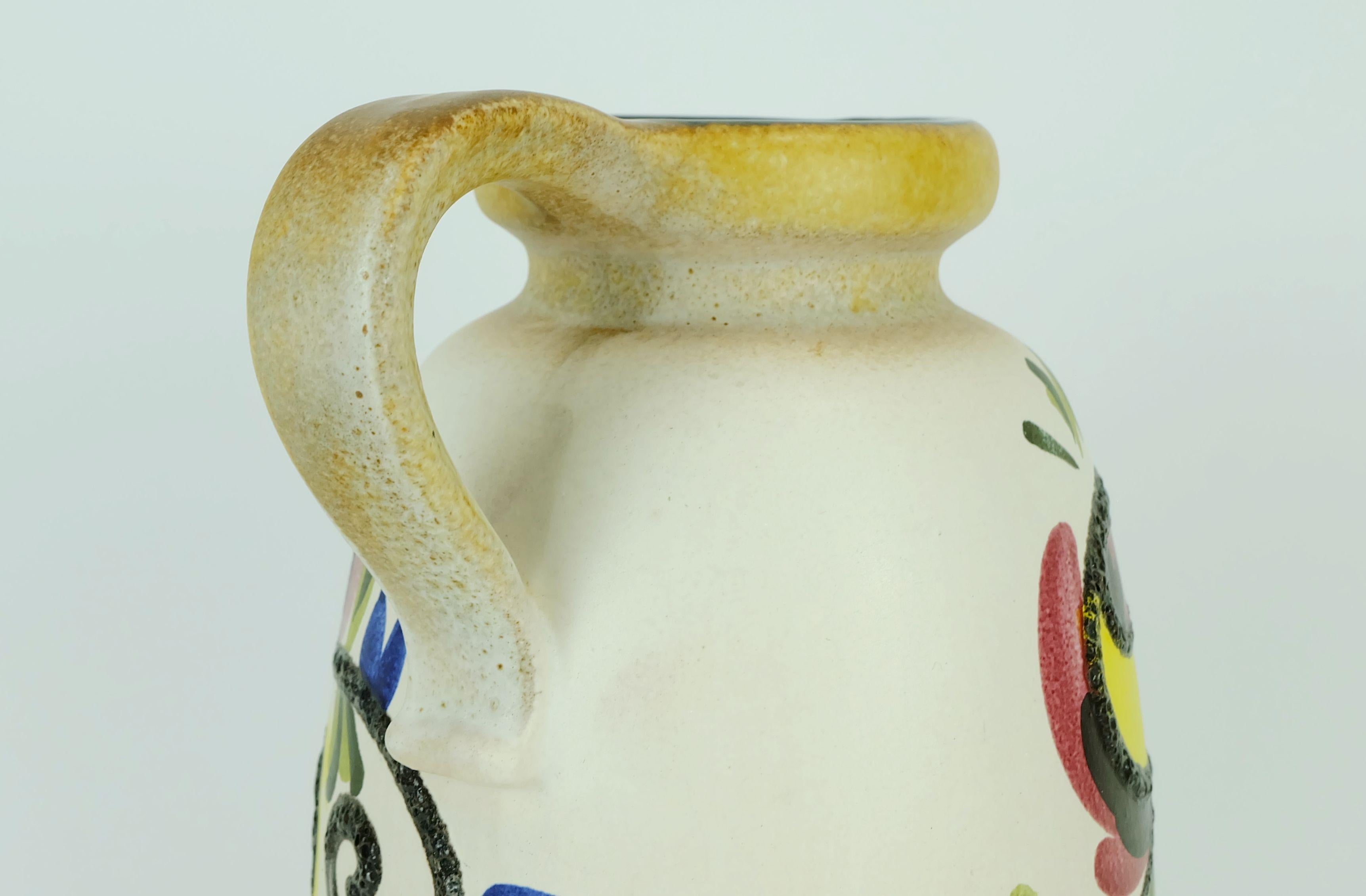 Mitte des Jahrhunderts Scheurich VASE farbenfrohes, Fett Lava-Blumendekor-Modell 484-27 im Angebot 1