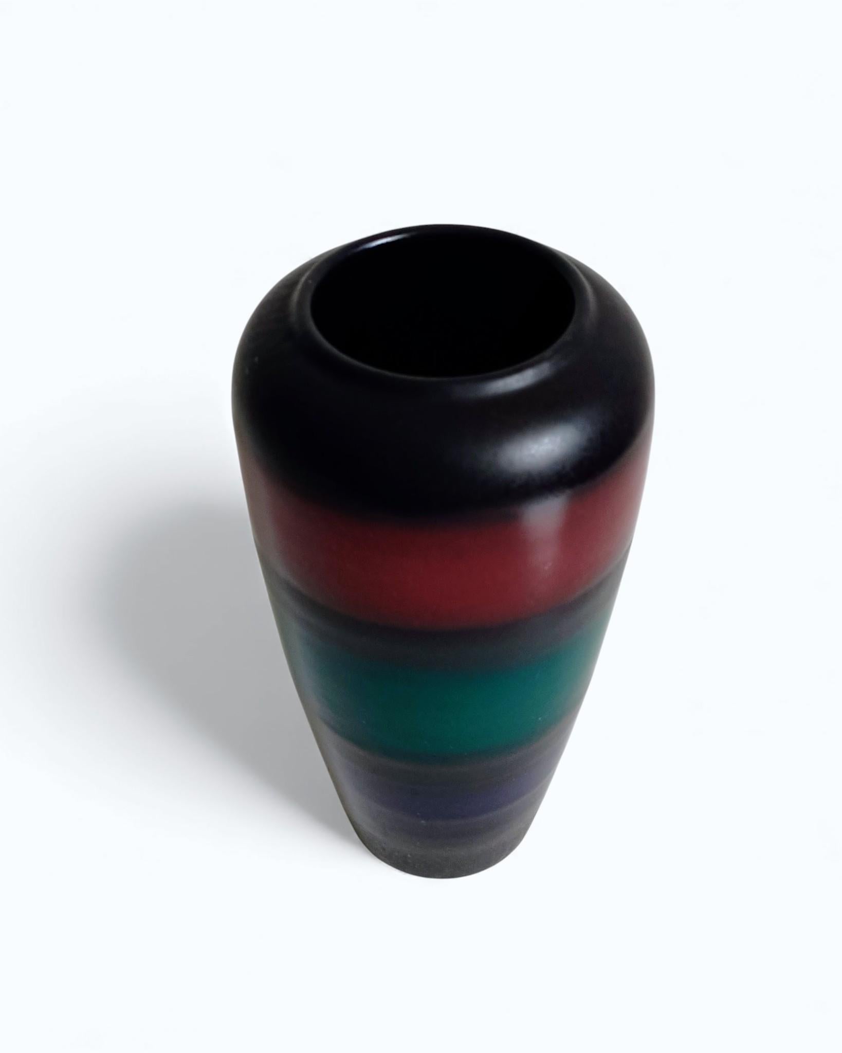 Scheurich West German Pottery Vase aus der Jahrhundertmitte, seltene mehrfarbige Glasur, 1950er Jahre im Angebot 2