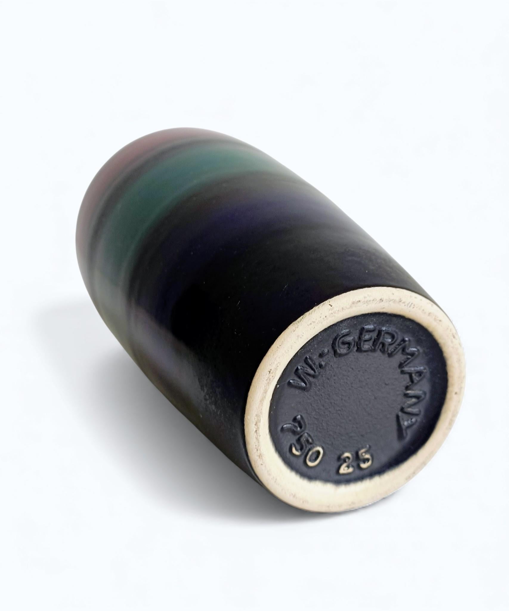 Scheurich West German Pottery Vase aus der Jahrhundertmitte, seltene mehrfarbige Glasur, 1950er Jahre im Angebot 4