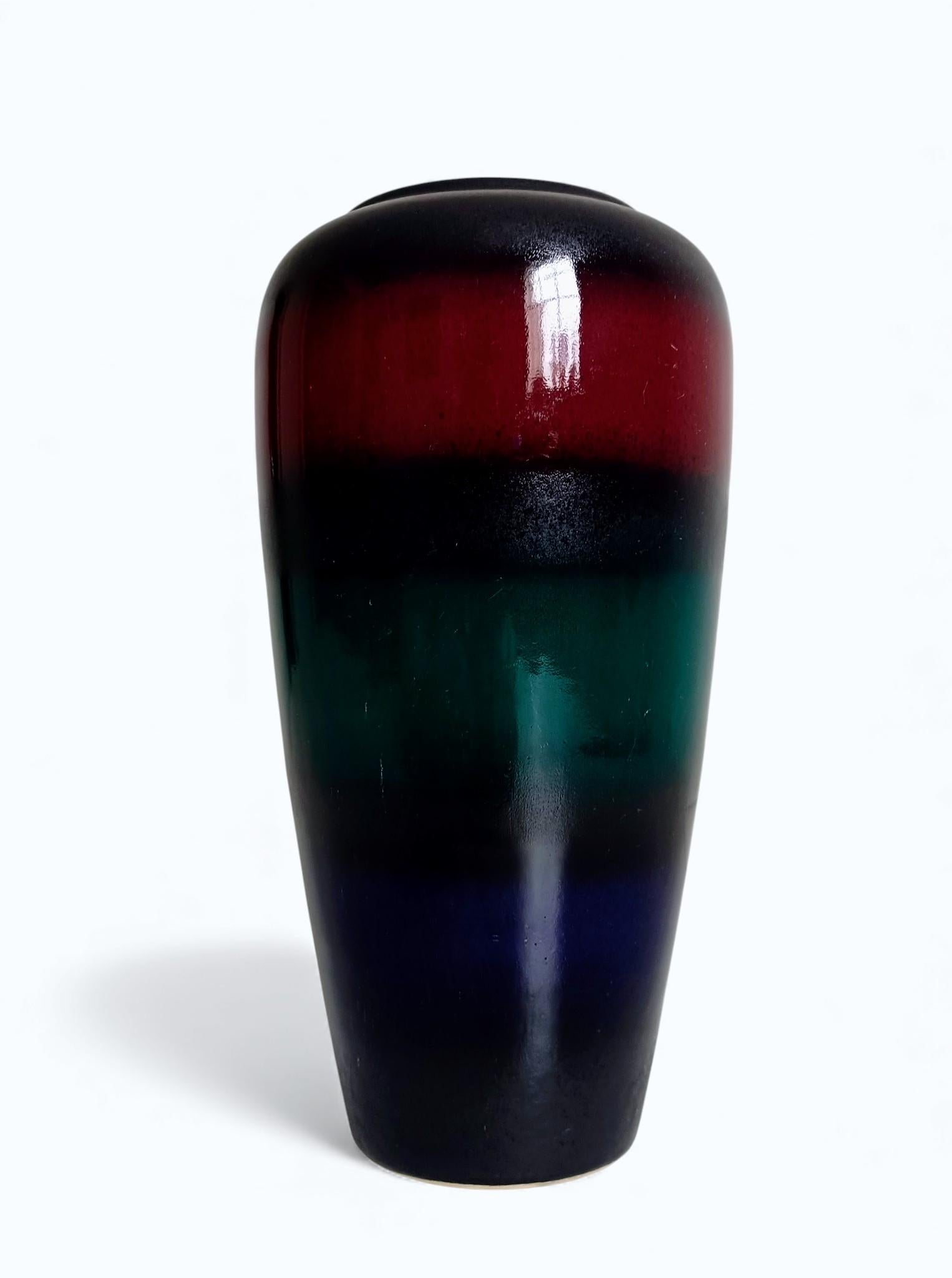 Scheurich West German Pottery Vase aus der Jahrhundertmitte, seltene mehrfarbige Glasur, 1950er Jahre im Angebot 5