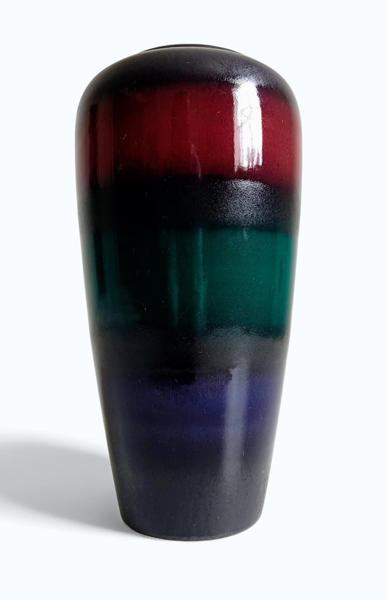 Scheurich West German Pottery Vase aus der Jahrhundertmitte, seltene mehrfarbige Glasur, 1950er Jahre (Moderne der Mitte des Jahrhunderts) im Angebot