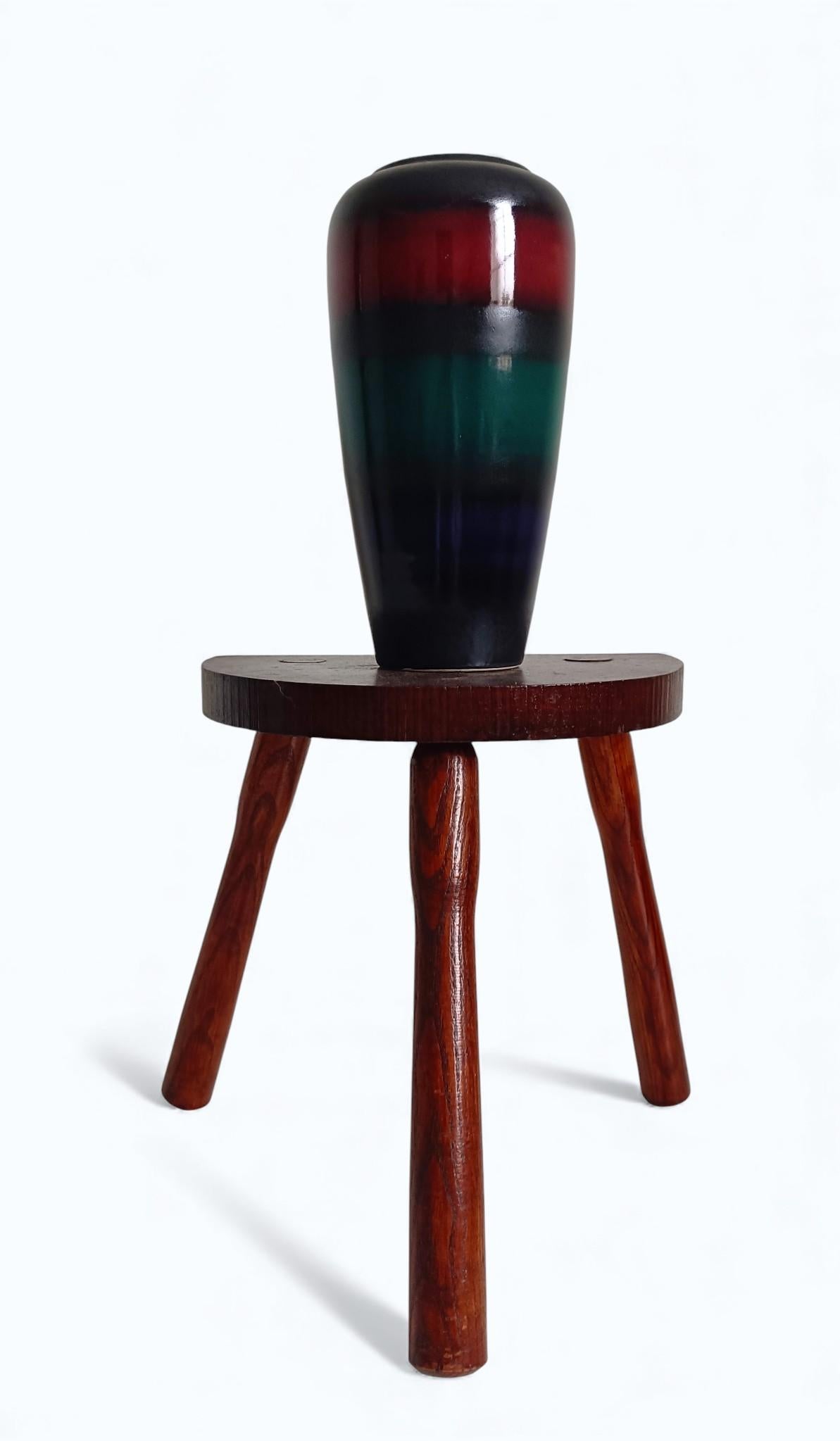 Scheurich West German Pottery Vase aus der Jahrhundertmitte, seltene mehrfarbige Glasur, 1950er Jahre im Zustand „Hervorragend“ im Angebot in Valencia, VC