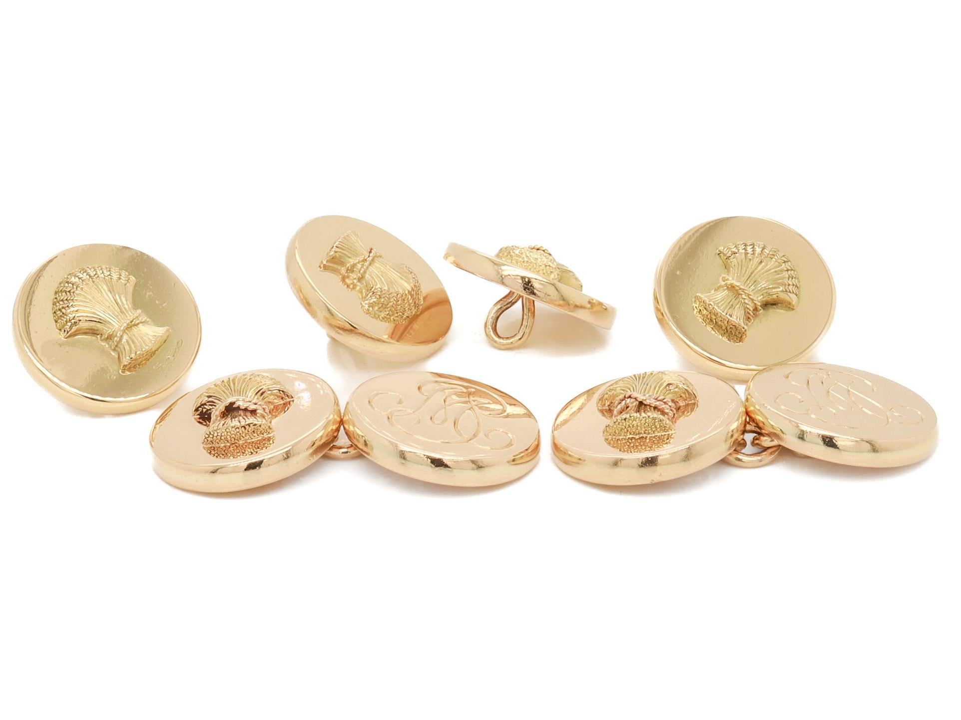 Moderne Boutons de manchette et boutons en or 14 carats Schlumberger/Tiffany & Co du milieu du siècle dernier en vente