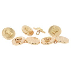 Mid-Century Schlumberger/Tiffany & Co 14K Gold Wheatsheaf Cufflinks & Button Set
