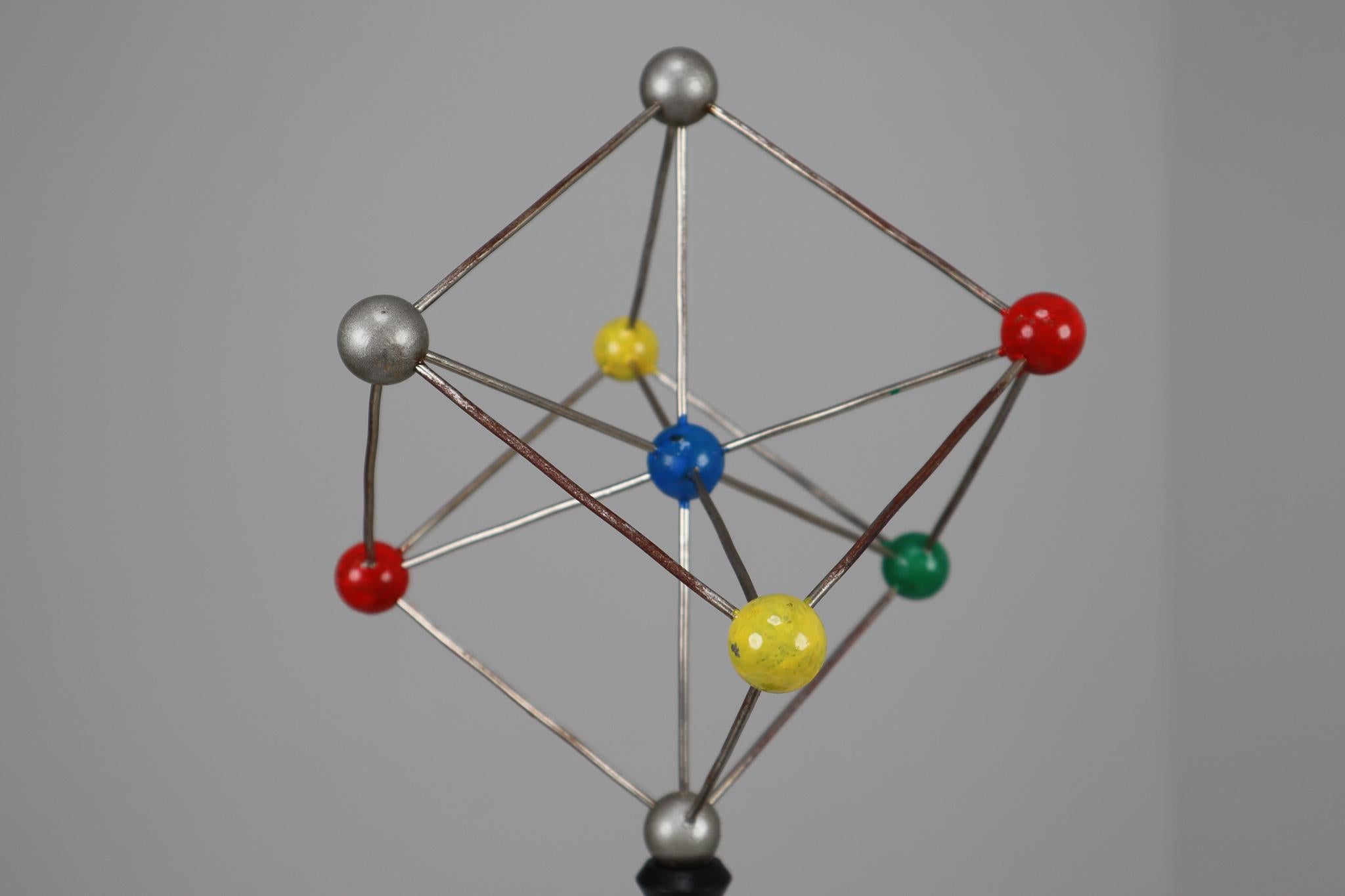 Mid-Century Modern Mid-Century Scientific Crystal Model on Wooden Base