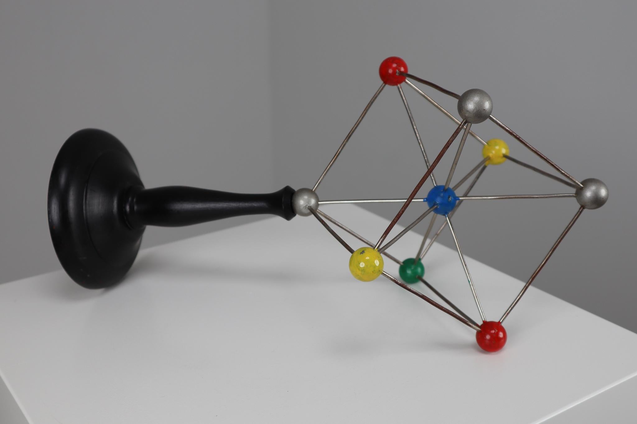 20th Century Mid-Century Scientific Crystal Model on Wooden Base