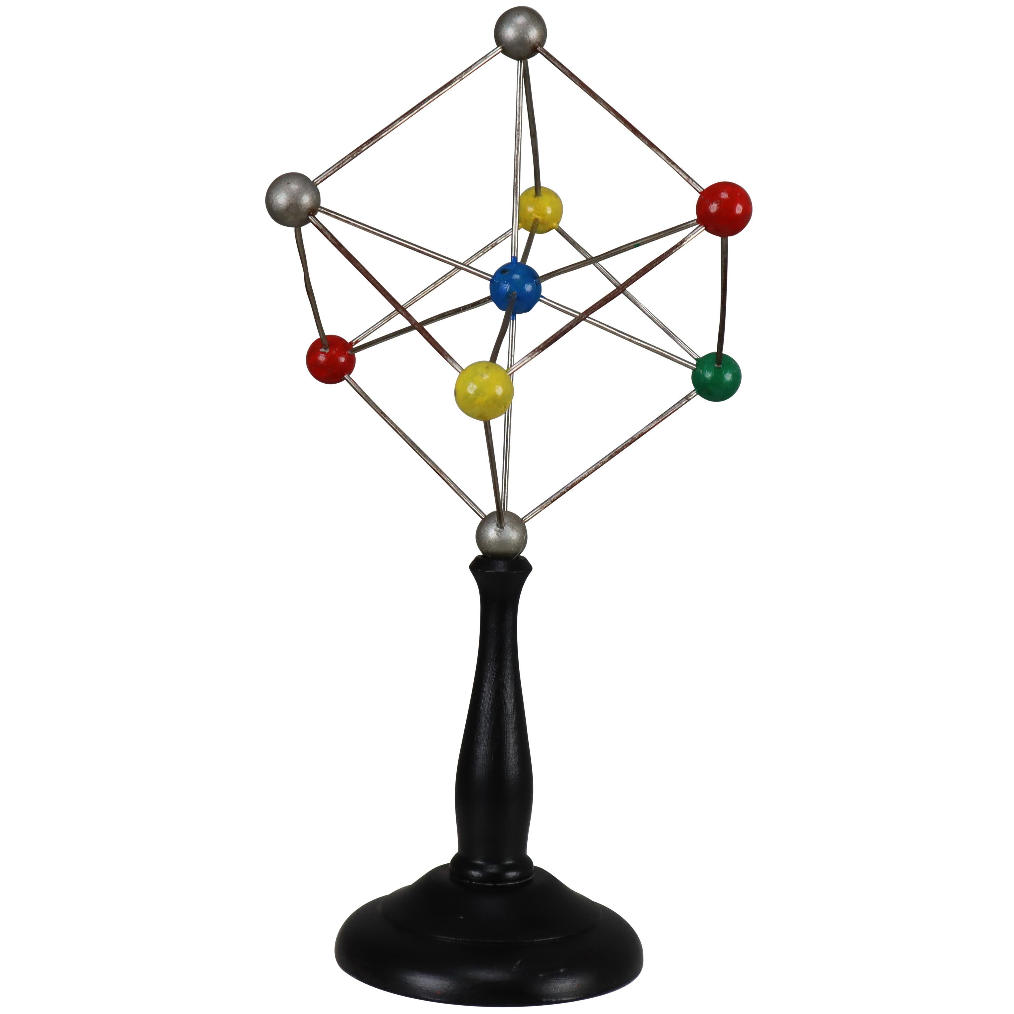 Mid-Century Scientific Crystal Model on Wooden Base