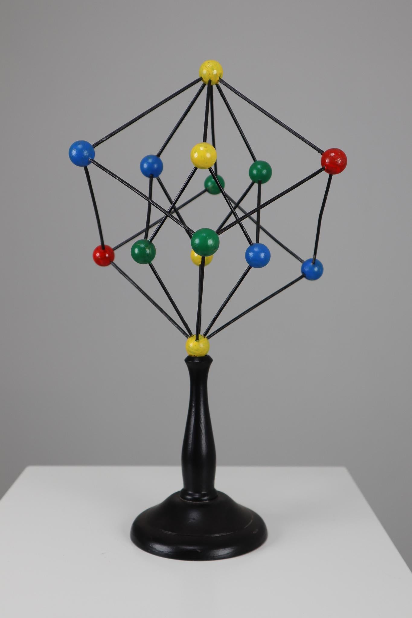Metal Mid-Century Scientific Crystal Molecular Model Czechoslovakia from the 1960s 