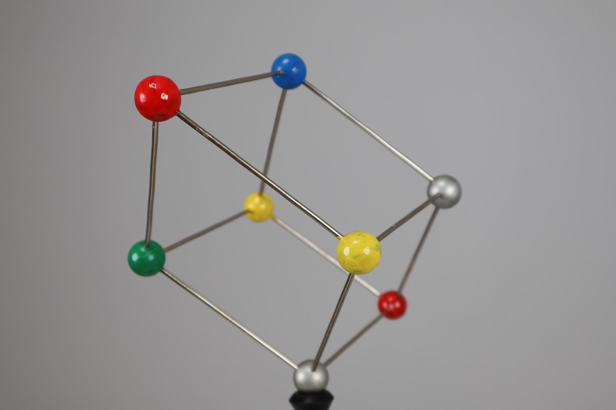 Metal Mid-century Scientific Crystal Molecular Model Czechoslovakia from the 1960s