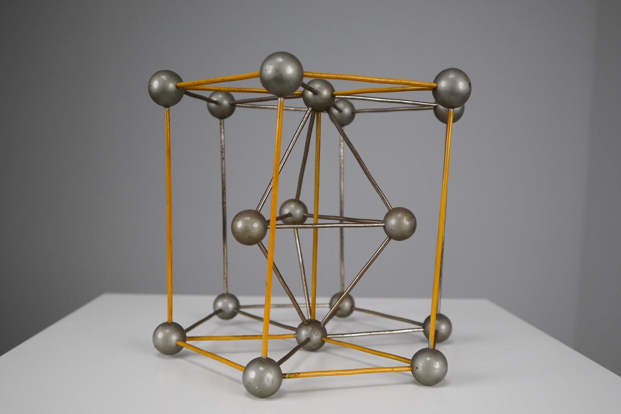 Czech Mid-Century Scientific Crystal Molecular Model