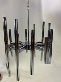Midcentury Sciolari 12-Arm Polished Chrome Chandelier