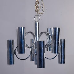 Mid Century Sciolari Eight Arm Sixteen Light Pierced Chrome Chandelier