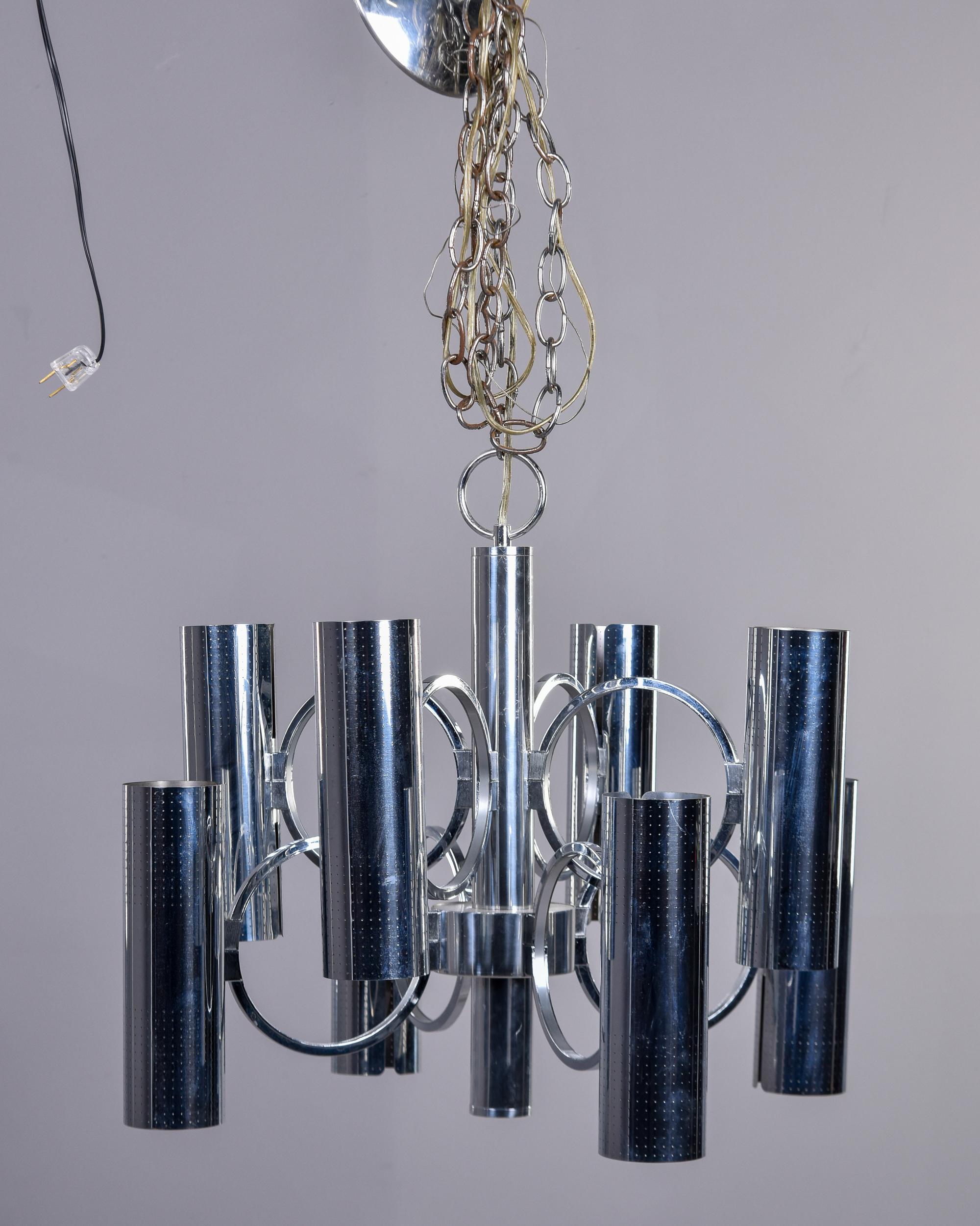 Mid-Century Modern Lustre Sciolari mi-siècle à huit bras et seize lumières en chrome percé en vente